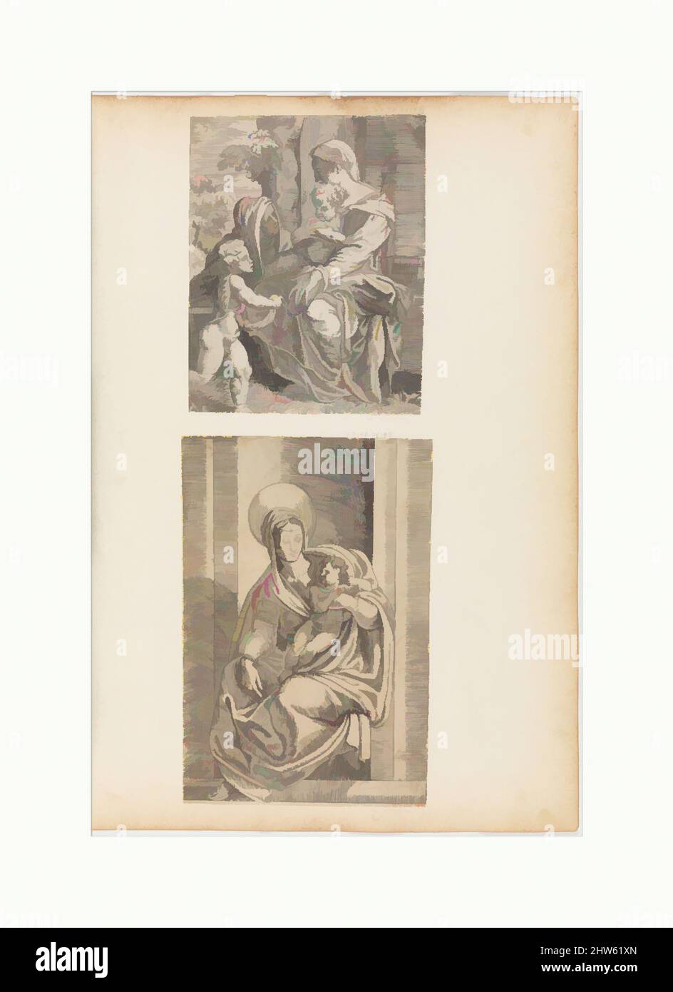 Arte ispirata a Madonna col Bambino, 16th–inizio 17th secolo, incisione, stampe, Anonimo, Italiano, dal 16th all'inizio del 17th secolo, in Mariette Album, folio 49, Bottom, opere classiche modernizzate da Artotop con un tuffo di modernità. Forme, colore e valore, impatto visivo accattivante sulle emozioni artistiche attraverso la libertà delle opere d'arte in modo contemporaneo. Un messaggio senza tempo che persegue una nuova direzione selvaggiamente creativa. Artisti che si rivolgono al supporto digitale e creano l'NFT Artotop Foto Stock
