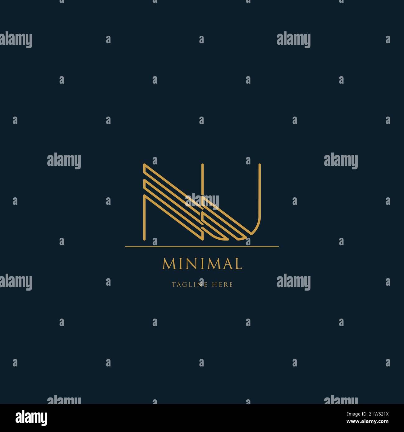 Lettera con logo NJ con disegni unici Illustrazione Vettoriale