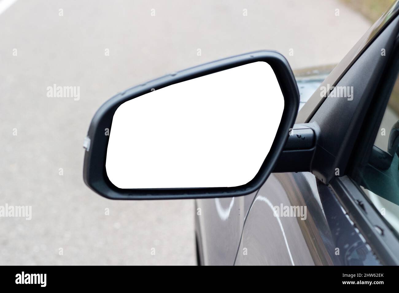 Esterno di una nuova vettura. Specchietto retrovisore per auto con mockup Foto Stock