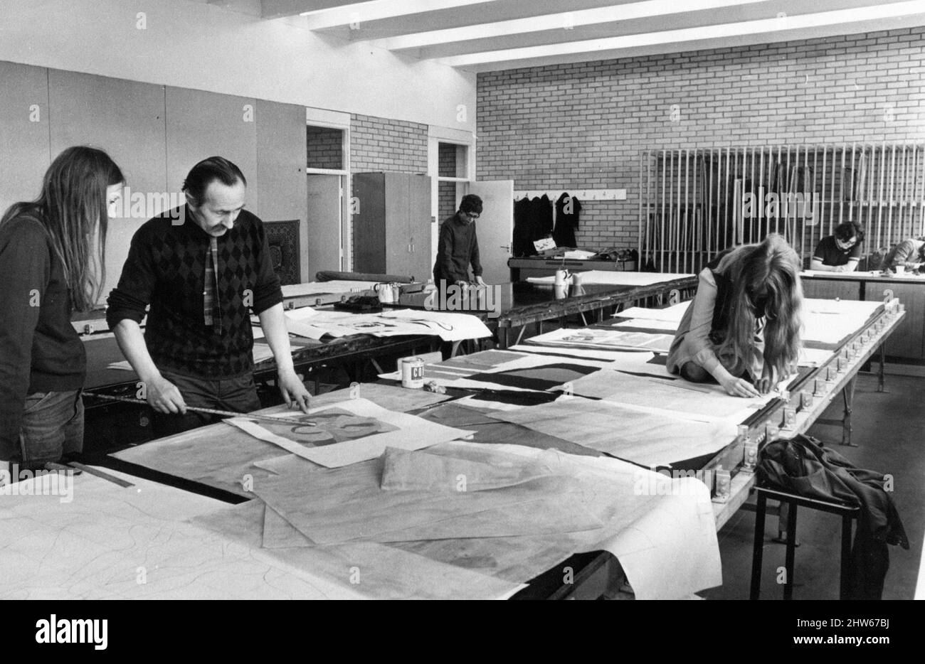 Studio di belle arti dedicato al design presso il Coventry College of Art, 7th giugno 1968. Foto Stock