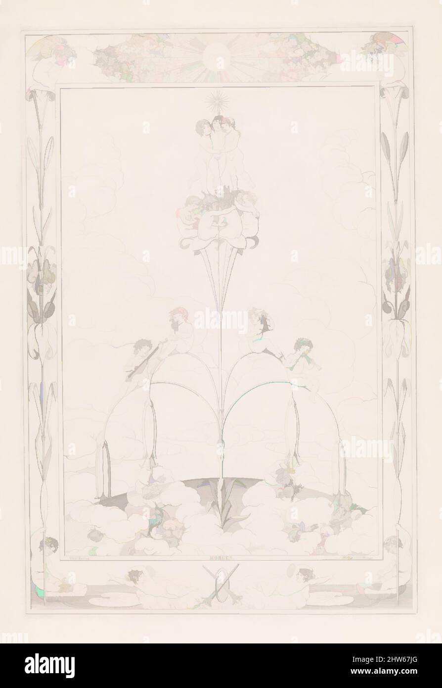 Arte ispirata dal mattino, dalla serie The Times of the Day, 1807, incisione, secondo stato di due, piatto: 27 15/16 x 18 3/4 pollici (71 x 47,6 cm), stampe, dopo Philipp otto Runge (tedesco, Wolgast 1777–1810 Amburgo), Johann Adolph Darnstedt (tedesco, Auma 1769–1844 Dresda), Ephraim, opere classiche modernizzate da Artotop con un tuffo di modernità. Forme, colore e valore, impatto visivo accattivante sulle emozioni artistiche attraverso la libertà delle opere d'arte in modo contemporaneo. Un messaggio senza tempo che persegue una nuova direzione selvaggiamente creativa. Artisti che si rivolgono al supporto digitale e creano l'NFT Artotop Foto Stock