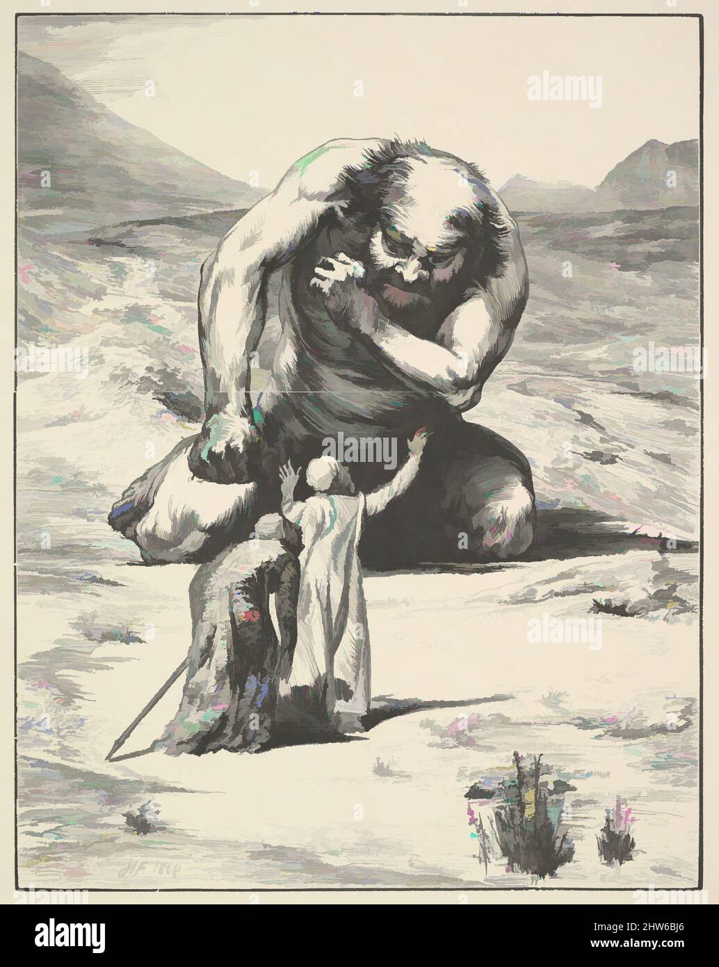 Arte ispirata ai viaggiatori e al gigante, 1869, incisione in legno, telaio: 6 15/16 x 5 1/2 poll. (17,6 x 13,9 cm), stampe, disegnate da John la Farge (americano, New York 1835–1910 Providence, Rhode Island), incise da Henry Marsh (americano, 1826–1912, opere classiche modernizzate da Artotop con un tocco di modernità. Forme, colore e valore, impatto visivo accattivante sulle emozioni artistiche attraverso la libertà delle opere d'arte in modo contemporaneo. Un messaggio senza tempo che persegue una nuova direzione selvaggiamente creativa. Artisti che si rivolgono al supporto digitale e creano l'NFT Artotop Foto Stock Arte ispirata ai viaggiatori e al gigante, 1869, incisione in legno, telaio: 6 15/16 x 5 1/2 poll. (17,6 x 13,9 cm), stampe, disegnate da John la Farge (americano, New York 1835–1910 Providence, Rhode Island), incise da Henry Marsh (americano, 1826–1912, opere classiche modernizzate da Artotop con un tocco di modernità. Forme, colore e valore, impatto visivo accattivante sulle emozioni artistiche attraverso la libertà delle opere d'arte in modo contemporaneo. Un messaggio senza tempo che persegue una nuova direzione selvaggiamente creativa. Artisti che si rivolgono al supporto digitale e creano l'NFT Artotop Foto Stock
