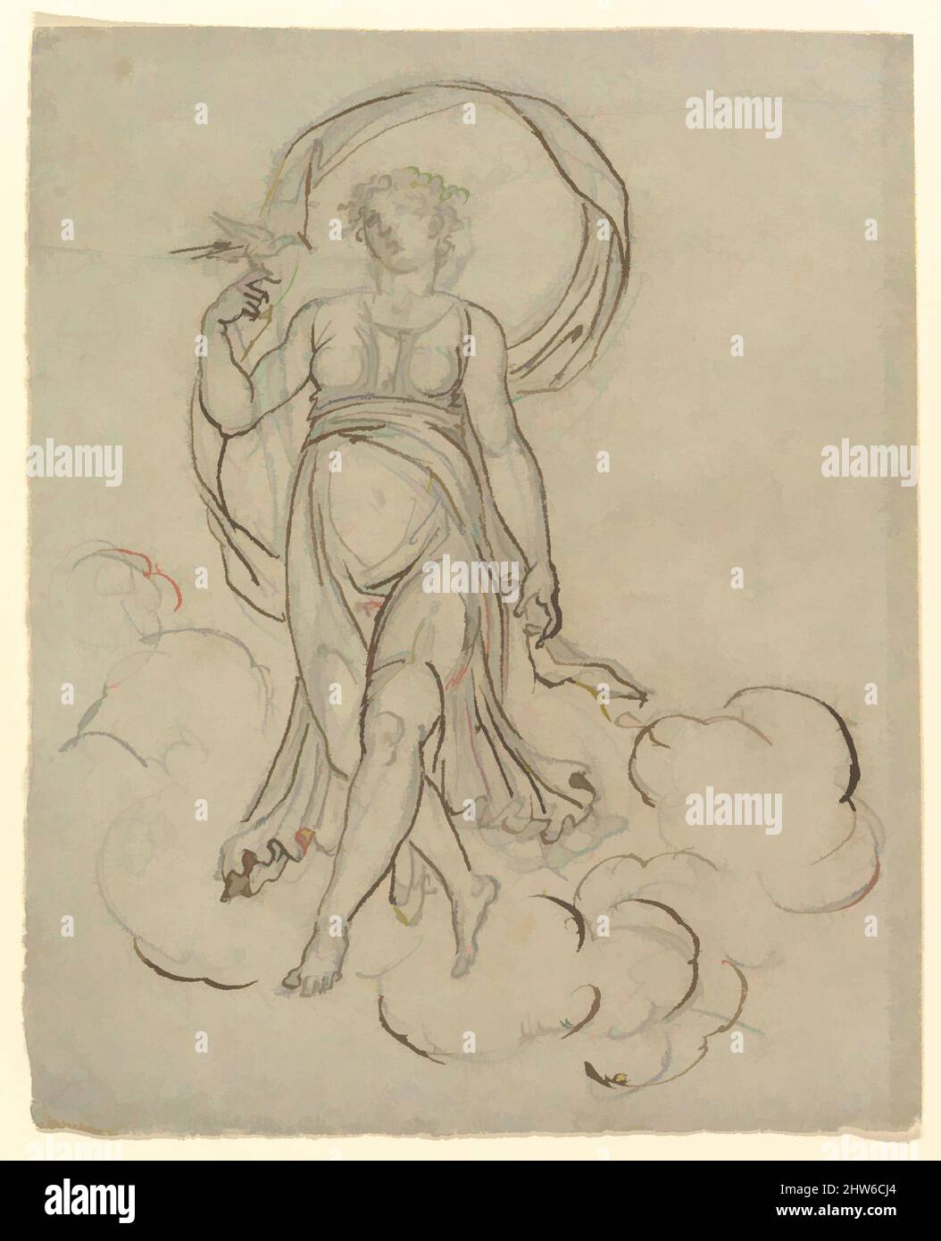 Arte ispirata a Venere con una dove, ca. 1780, grafite, penna e inchiostro, foglio: 8 1/16 x 6 1/2 pollici (20,5 x 16,5 cm), disegni, Nicolai Abraham Abildgaard (Danese, Copenhangen 1743–1809 Frederiksdal, opere classiche modernizzate da Artotop con un tuffo di modernità. Forme, colore e valore, impatto visivo accattivante sulle emozioni artistiche attraverso la libertà delle opere d'arte in modo contemporaneo. Un messaggio senza tempo che persegue una nuova direzione selvaggiamente creativa. Artisti che si rivolgono al supporto digitale e creano l'NFT Artotop Foto Stock