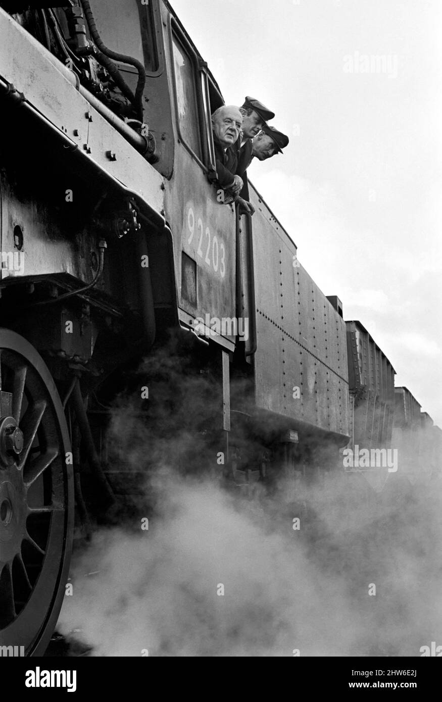 Sir Richards Summers, che ha guidato l'ultimo treno a vapore da Bilston Docks a Birkenhead alla John Summers Steelworks a Shotton oggi Lunedi. Novembre 1967 X10544-001 Foto Stock