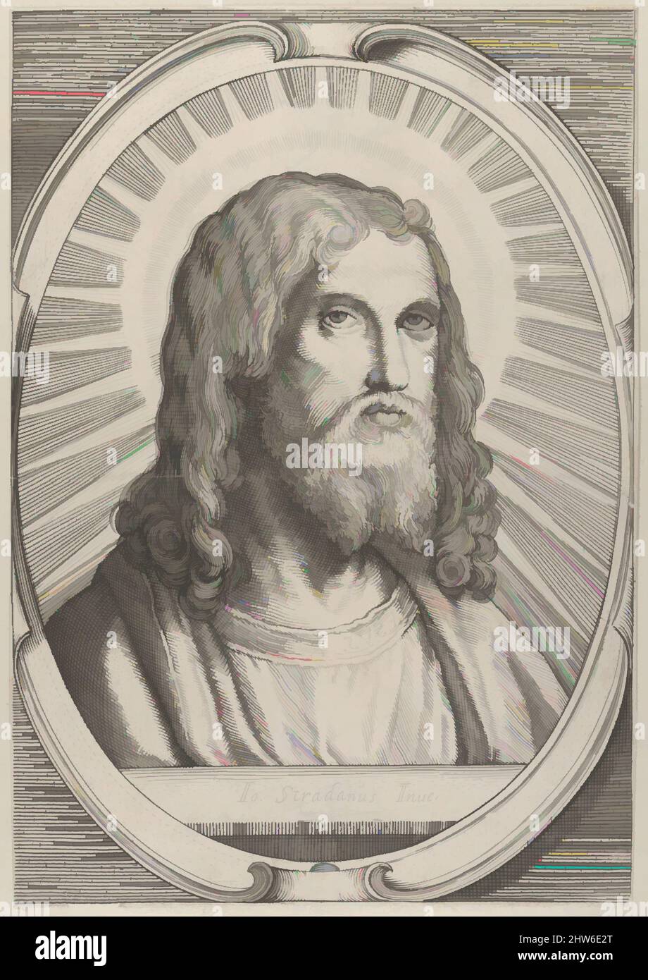 Arte ispirata da Capo di Cristo, n.d., incisione, foglio: 7 7/8 x 5 1/2 poll. (20 x 14 cm), stampe, dopo Jan van der Straet, chiamato Stradanus (Olanda, Bruges 1523–1605 Firenze, opere classiche modernizzate da Artotop con un tuffo di modernità. Forme, colore e valore, impatto visivo accattivante sulle emozioni artistiche attraverso la libertà delle opere d'arte in modo contemporaneo. Un messaggio senza tempo che persegue una nuova direzione selvaggiamente creativa. Artisti che si rivolgono al supporto digitale e creano l'NFT Artotop Foto Stock