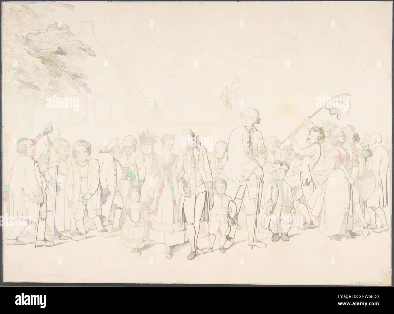 Arte ispirata da una famiglia aristocratica in visita papers, metà del 18th–18th secolo, penna e inchiostro grigio, foglio: 6 7/16 x 8 13/16 pollici. (16,3 x 22,4 cm), disegni, Daniel Nikolaus Chodowiecki (tedesco, Danzica 1726–1801 Berlino, opere classiche modernizzate da Artotop con un tuffo di modernità. Forme, colore e valore, impatto visivo accattivante sulle emozioni artistiche attraverso la libertà delle opere d'arte in modo contemporaneo. Un messaggio senza tempo che persegue una nuova direzione selvaggiamente creativa. Artisti che si rivolgono al supporto digitale e creano l'NFT Artotop Foto Stock