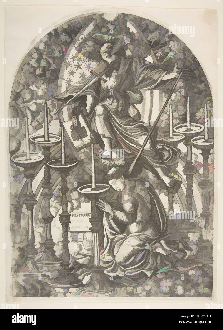 San Giovanni vede sette candelabri d'Oro, dall'Apocalisse, Jean Piumino,  n.d Foto stock - Alamy