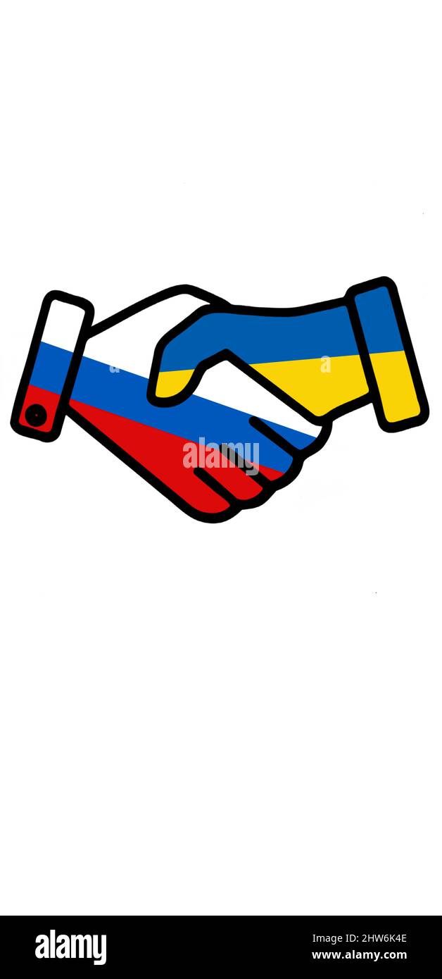 Illustrazione del disaccordo politico tra Russia e Ucraina, della guerra tra paesi europei. Foto Stock