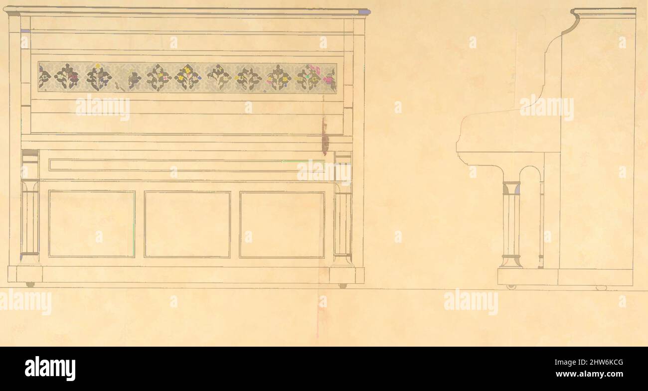 Arte ispirata da piano Design, 19th Century, Ink on tracing paper, Anonymous, British, 19th Century, opere classiche modernizzate da Artotop con un tuffo di modernità. Forme, colore e valore, impatto visivo accattivante sulle emozioni artistiche attraverso la libertà delle opere d'arte in modo contemporaneo. Un messaggio senza tempo che persegue una nuova direzione selvaggiamente creativa. Artisti che si rivolgono al supporto digitale e creano l'NFT Artotop Foto Stock