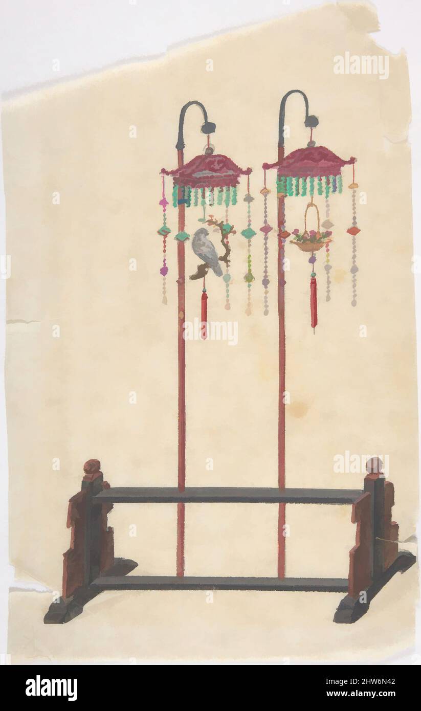 Arte ispirata da Lamp Design, 19th secolo, acquerello, disegni, Anonimo, Cinese, 19th secolo, opere classiche modernizzate da Artotop con un tuffo di modernità. Forme, colore e valore, impatto visivo accattivante sulle emozioni artistiche attraverso la libertà delle opere d'arte in modo contemporaneo. Un messaggio senza tempo che persegue una nuova direzione selvaggiamente creativa. Artisti che si rivolgono al supporto digitale e creano l'NFT Artotop Foto Stock