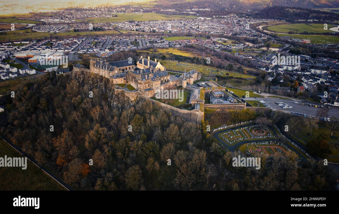 Una foto aerea del castello di Stirling in Scozia Foto Stock