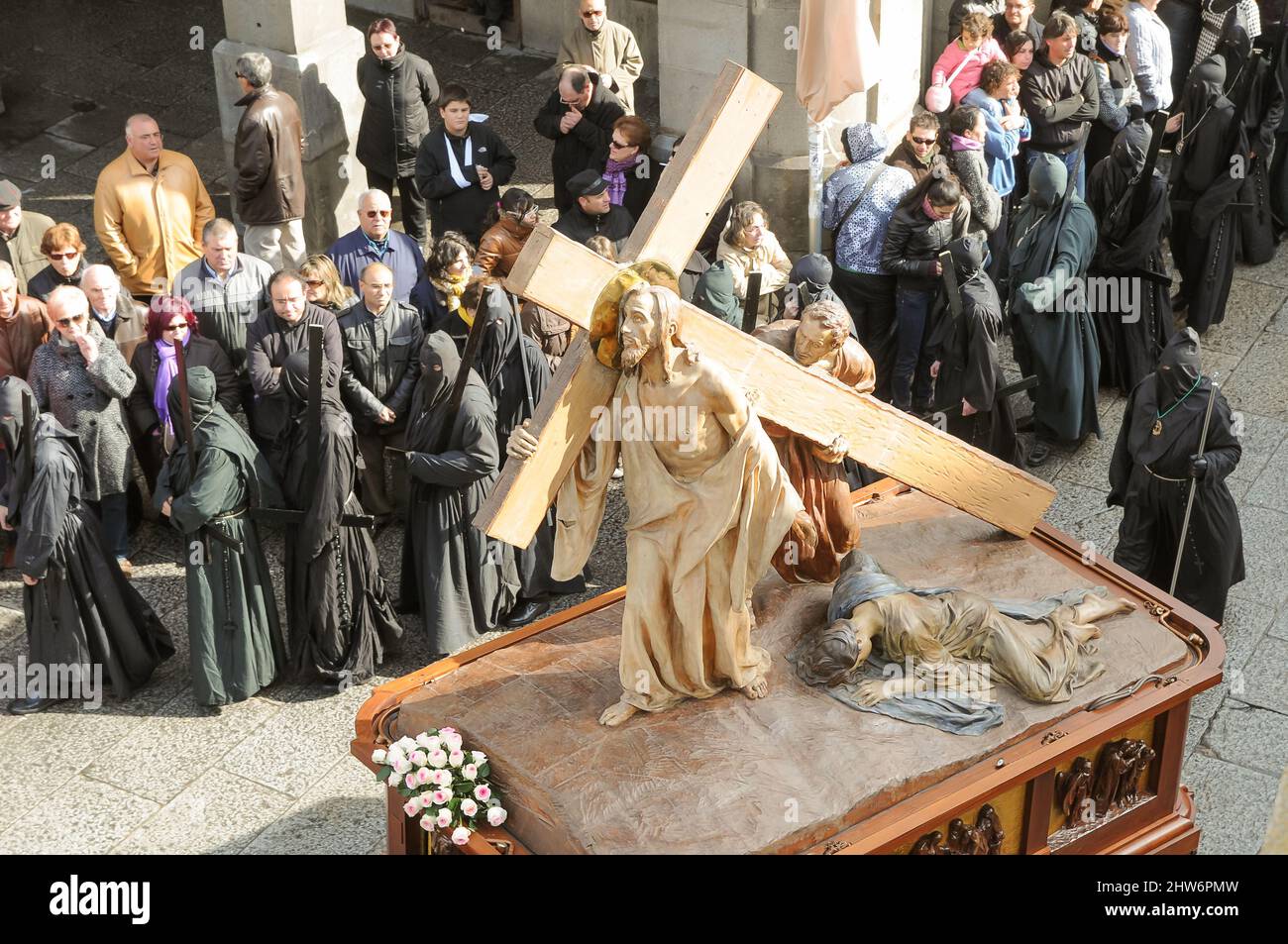 Settimana Santa a Zamora, Spagna, processione della Confraternita della Congregazione Jesús Nazareno vulgo la mattina del Venerdì Santo. Foto Stock