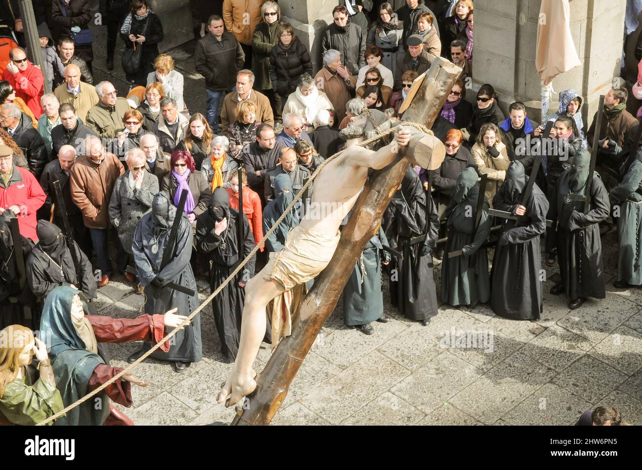 Settimana Santa a Zamora, Spagna, processione della Confraternita della Congregazione Jesús Nazareno vulgo la mattina del Venerdì Santo. Foto Stock