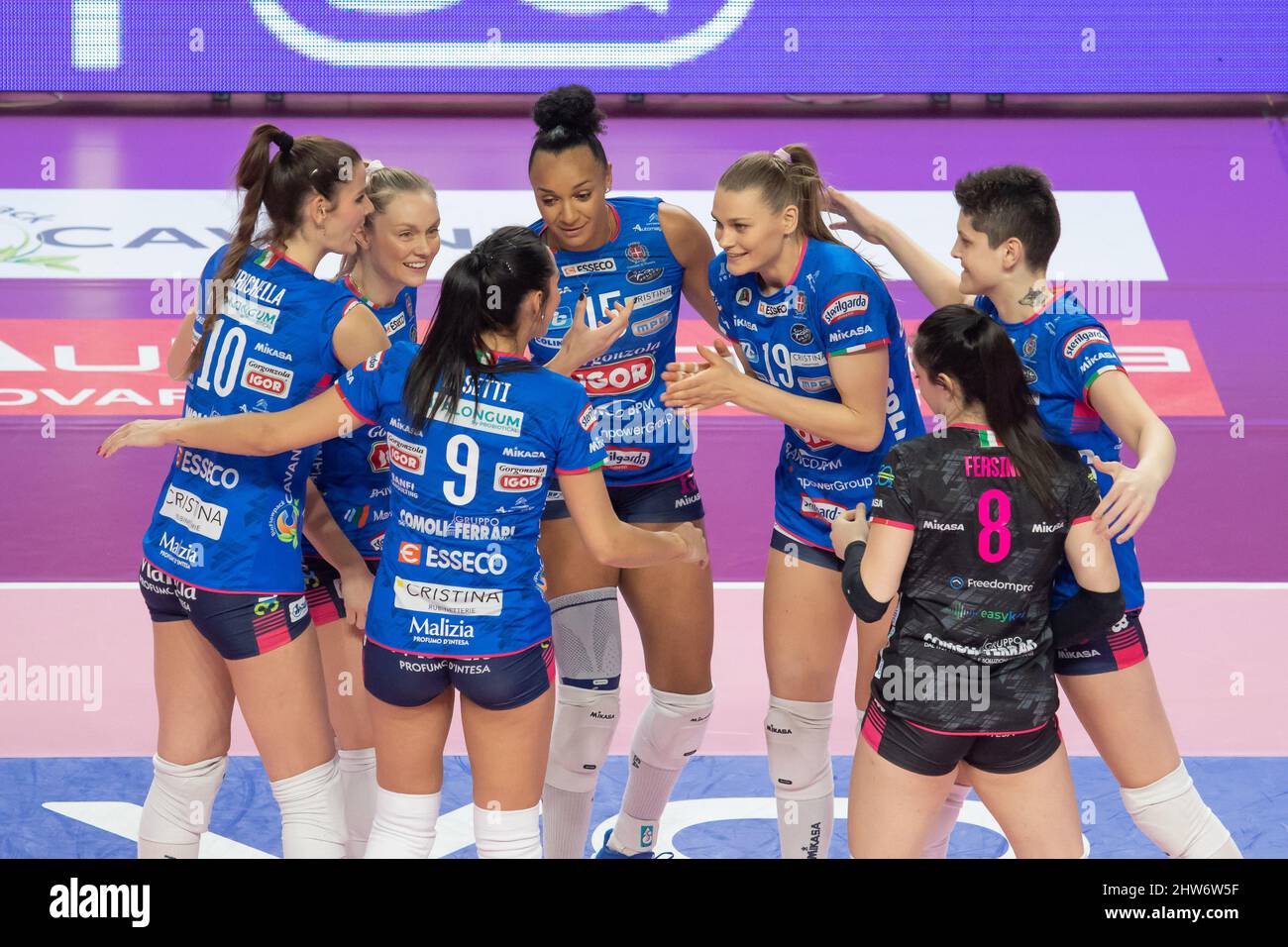 Novara, Italia. 03rd Mar 2022. Igor Gorgonzola Novara durante Igor Gorgonzola Novara vs Prosecco Doc Imoco Volley Conegliano, Pallavolo Italiano Serie A1 Donne Match a Novara, Italia, Marzo 03 2022 Credit: Agenzia fotografica indipendente/Alamy Live News Foto Stock