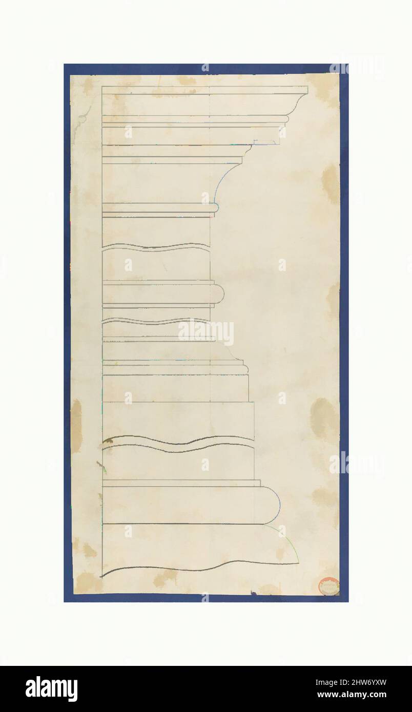 Arte ispirata a modanature per libreria gotica Bookcase, da Chippendale disegni, Vol. II, ca. 1753–54, inchiostro nero, foglio: 11 15/16 x 6 3/16 pollici (30,3 x 15,7 cm), Thomas Chippendale (britannico, battezzato Otley, West Yorkshire 1718–1779 Londra, opere classiche modernizzate da Artotop con un tuffo di modernità. Forme, colore e valore, impatto visivo accattivante sulle emozioni artistiche attraverso la libertà delle opere d'arte in modo contemporaneo. Un messaggio senza tempo che persegue una nuova direzione selvaggiamente creativa. Artisti che si rivolgono al supporto digitale e creano l'NFT Artotop Foto Stock
