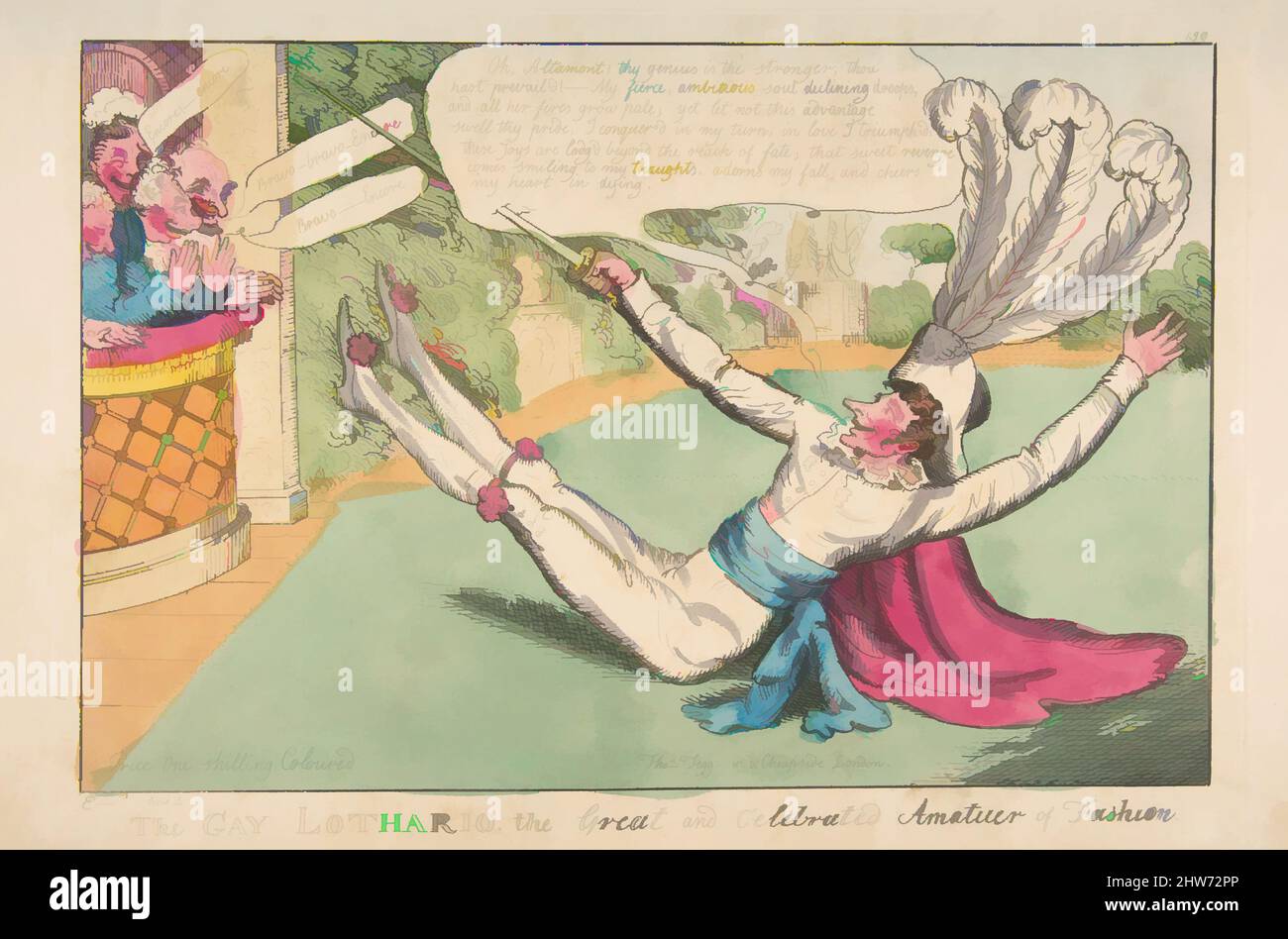 Arte ispirata al Gay Lotario. The Great and Celebred Amateur of Fashion, 16 marzo 1813, incisione colorata a mano; impronta con nome e data dell'artista rimossa, foglio: 10 x 15 1/2 pollici. (25,4 x 39,4 cm), Prints, William Elmes (britannico, attivo 1804–16, opere classiche modernizzate da Artotop con un tuffo di modernità. Forme, colore e valore, impatto visivo accattivante sulle emozioni artistiche attraverso la libertà delle opere d'arte in modo contemporaneo. Un messaggio senza tempo che persegue una nuova direzione selvaggiamente creativa. Artisti che si rivolgono al supporto digitale e creano l'NFT Artotop Foto Stock