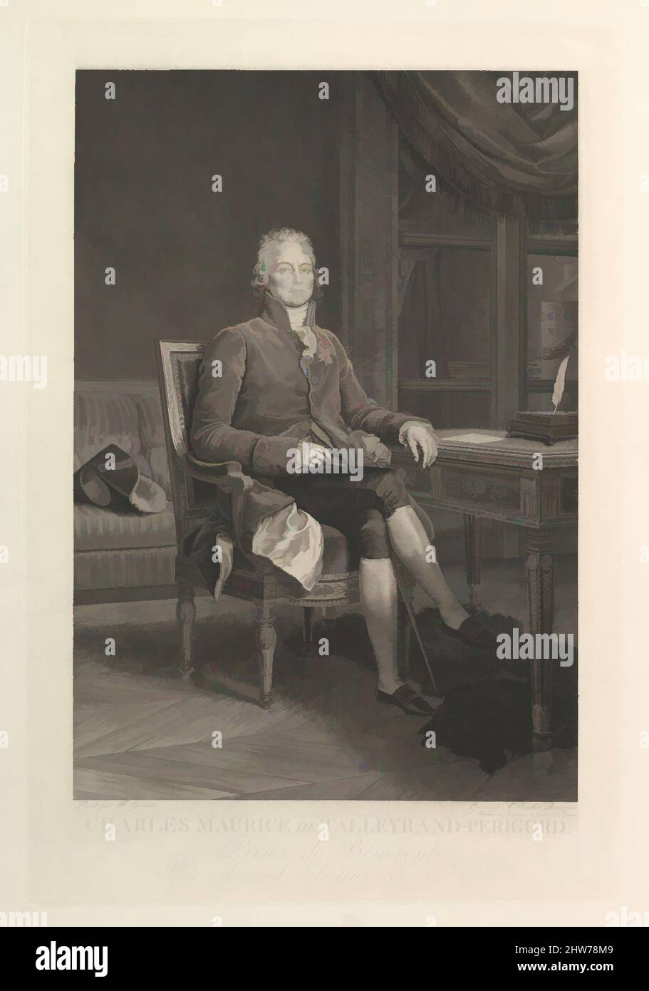 Arte ispirata dal Ritratto di Charles Maurice de Talleyrand-Périgord, dopo il 1808, incisione con incisione; terzo stato di tre, immagine: 19 3/4 x 13 9/16 pollici. (50,1 x 34,5 cm), Prints, Auguste Gaspard Louis Boucher Desnoyers (francese, Parigi 1779–1857 Parigi), dopo il barone Franois Gérard (, opere classiche modernizzate da Artotop con un tuffo di modernità. Forme, colore e valore, impatto visivo accattivante sulle emozioni artistiche attraverso la libertà delle opere d'arte in modo contemporaneo. Un messaggio senza tempo che persegue una nuova direzione selvaggiamente creativa. Artisti che si rivolgono al supporto digitale e creano l'NFT Artotop Foto Stock