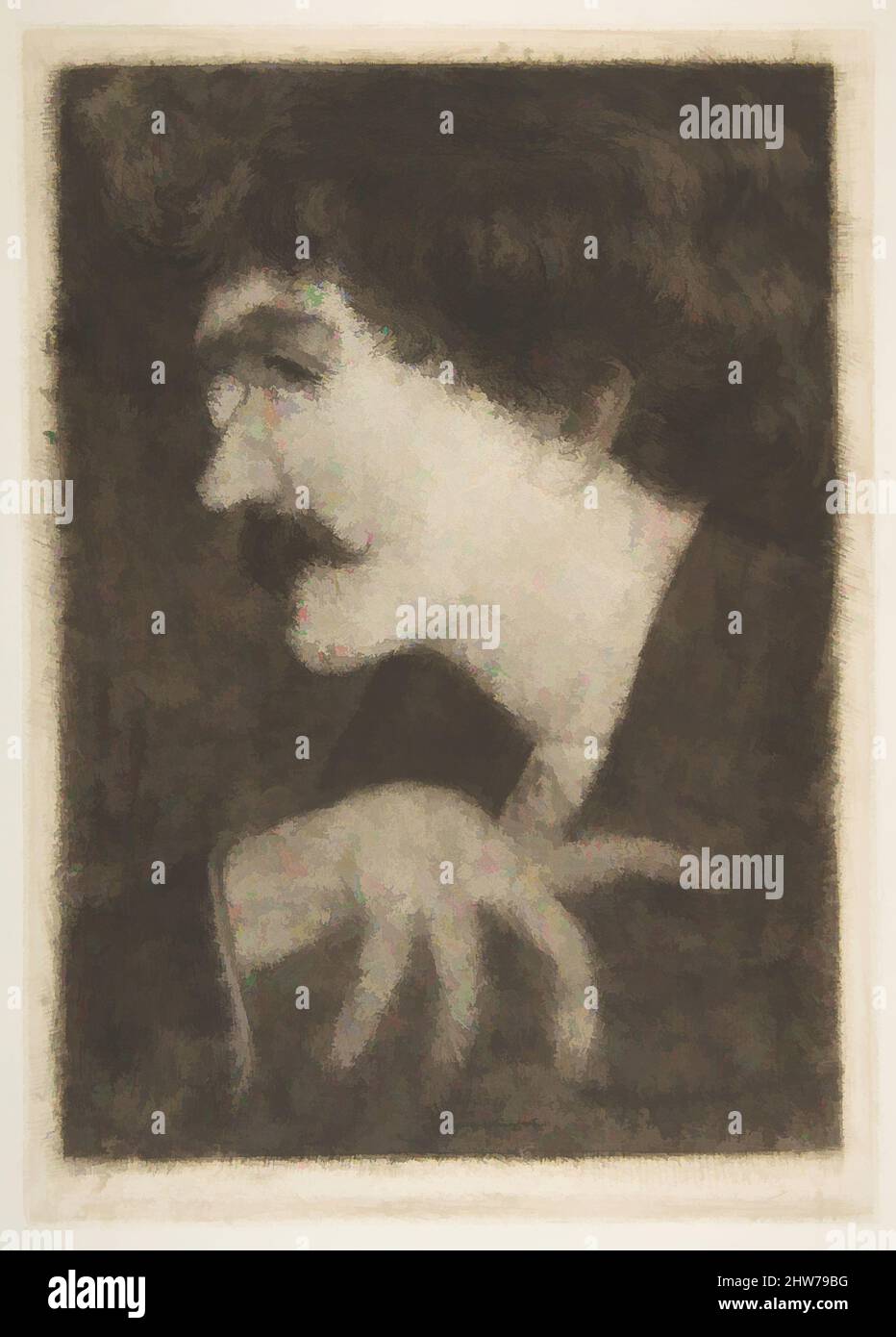Arte ispirata da suggerimento di Whistler per il suo Ritratto, 1870s, incisione e roulette, piatto: 14 1/16 x 9 15/16 pollici. (35,7 x 25,2 cm), stampe, Anonimo, britannico, 19th secolo, Dopo James McNeill Whistler (americano, Lowell, Massachusetts 1834–1903 Londra, opere classiche modernizzate da Artotop con un tuffo di modernità. Forme, colore e valore, impatto visivo accattivante sulle emozioni artistiche attraverso la libertà delle opere d'arte in modo contemporaneo. Un messaggio senza tempo che persegue una nuova direzione selvaggiamente creativa. Artisti che si rivolgono al supporto digitale e creano l'NFT Artotop Foto Stock Arte ispirata da suggerimento di Whistler per il suo Ritratto, 1870s, incisione e roulette, piatto: 14 1/16 x 9 15/16 pollici. (35,7 x 25,2 cm), stampe, Anonimo, britannico, 19th secolo, Dopo James McNeill Whistler (americano, Lowell, Massachusetts 1834–1903 Londra, opere classiche modernizzate da Artotop con un tuffo di modernità. Forme, colore e valore, impatto visivo accattivante sulle emozioni artistiche attraverso la libertà delle opere d'arte in modo contemporaneo. Un messaggio senza tempo che persegue una nuova direzione selvaggiamente creativa. Artisti che si rivolgono al supporto digitale e creano l'NFT Artotop Foto Stock