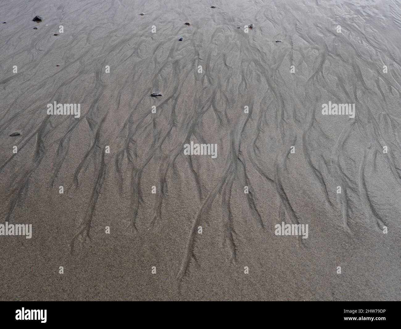 Rill Marks a Pentewan Sands Beach, Cornovaglia, Regno Unito Foto Stock