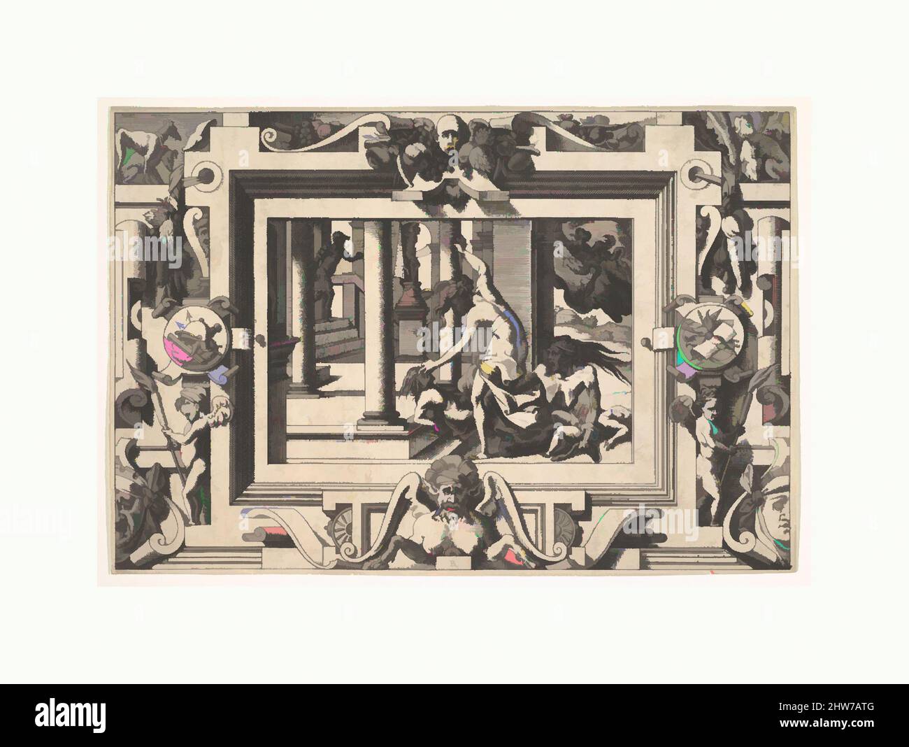 Arte ispirata da Medea uccide i due figli che aveva Jason: Histoire de Jason et de la conquête de la toison d'Or., 1563, incisione, piatto: 6 1/8 x 9 1/16 pollici. (15,5 x 23 cm), René Boyvin (francese, Angers ca. 1525–ca. 1625 Angers (?)), dopo Leonard Thiry (francese, morto Anversa, 1550, opere classiche modernizzate da Artotop con un tuffo di modernità. Forme, colore e valore, impatto visivo accattivante sulle emozioni artistiche attraverso la libertà delle opere d'arte in modo contemporaneo. Un messaggio senza tempo che persegue una nuova direzione selvaggiamente creativa. Artisti che si rivolgono al supporto digitale e creano l'NFT Artotop Foto Stock