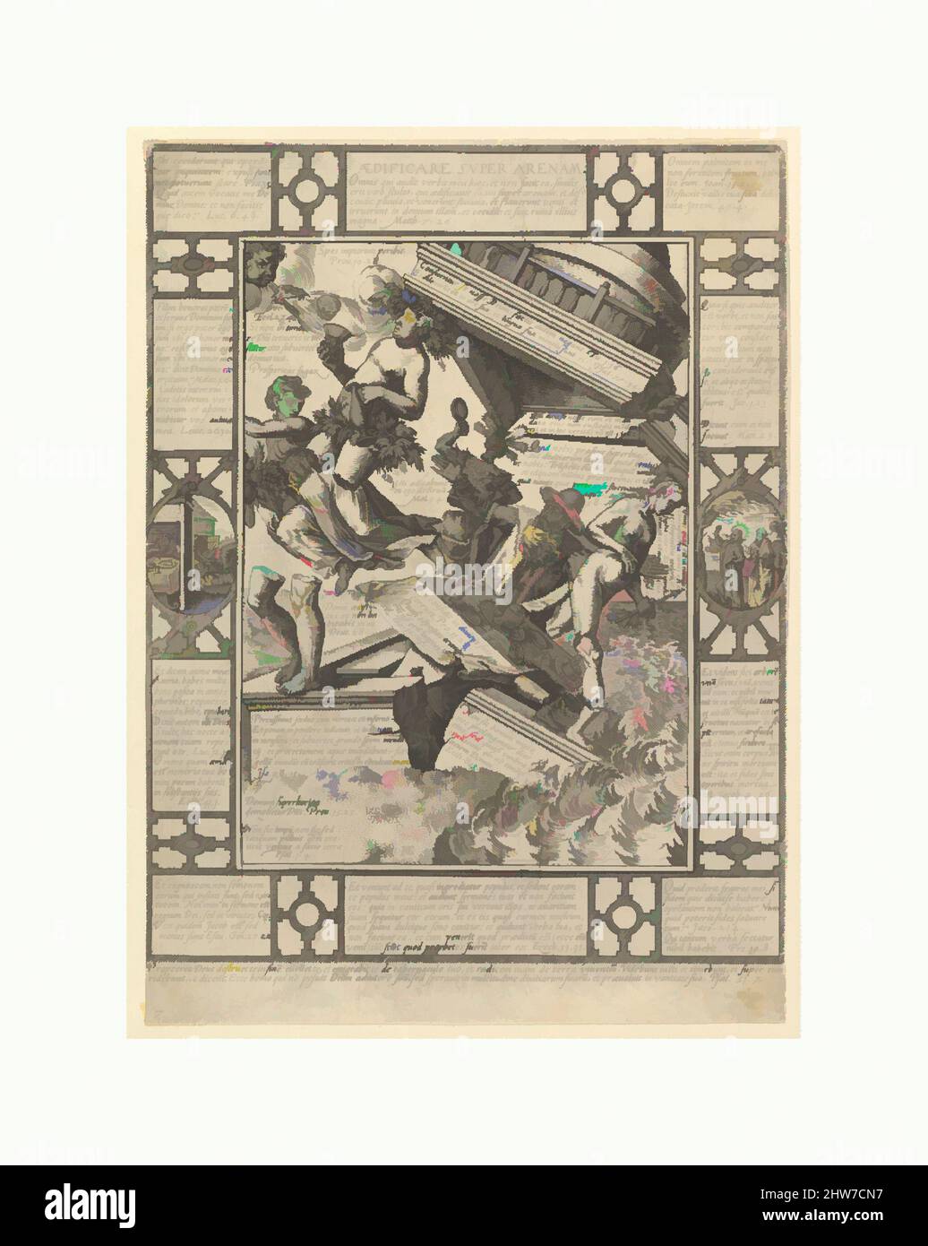 Arte ispirata da Aedificare Super Arenam, da allegorie della fede cristiana, da allegorie cristiane e profane, 1575–1617, incisione, foglio: 10 3/16 x 7 3/8 in. (25,8 x 18,7 cm), Prints, Hendrick Goltzius (Netherlandish, Mühlbracht 1558–1617 Haarlem, opere classiche modernizzate da Artotop con un tocco di modernità. Forme, colore e valore, impatto visivo accattivante sulle emozioni artistiche attraverso la libertà delle opere d'arte in modo contemporaneo. Un messaggio senza tempo che persegue una nuova direzione selvaggiamente creativa. Artisti che si rivolgono al supporto digitale e creano l'NFT Artotop Foto Stock