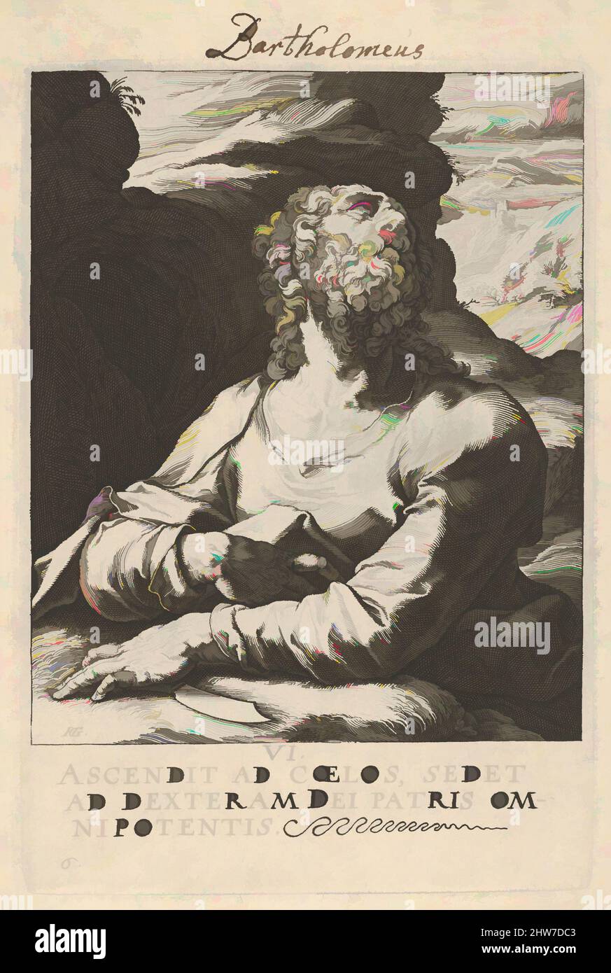 Arte ispirata da San Bartolomeo, da Cristo, dagli Apostoli e da San Paolo con il Credo, ca. 1589, incisione, piastra: 5 7/8 x 4 1/8 poll. (15 x 10,4 cm), Prints, Hendrick Goltzius (Netherlandish, Mühlbracht 1558–1617 Haarlem, opere classiche modernizzate da Artotop con un tocco di modernità. Forme, colore e valore, impatto visivo accattivante sulle emozioni artistiche attraverso la libertà delle opere d'arte in modo contemporaneo. Un messaggio senza tempo che persegue una nuova direzione selvaggiamente creativa. Artisti che si rivolgono al supporto digitale e creano l'NFT Artotop Foto Stock