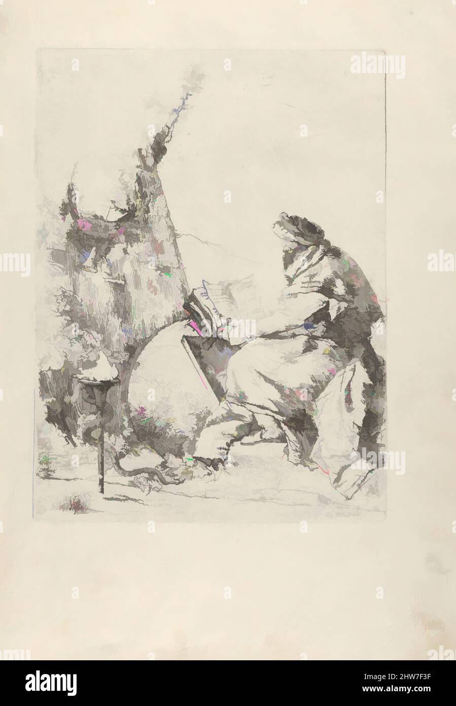 Arte ispirata dal filosofo, dagli Scherzi, ca. 1740, incisione, piastra: 9 x 6 3/4 poll. (22,9 x 17,1 cm), Prints, Giovanni Battista Tiepolo (Italiano, Venezia 1696–1770 Madrid, opere classiche modernizzate da Artotop con un tuffo di modernità. Forme, colore e valore, impatto visivo accattivante sulle emozioni artistiche attraverso la libertà delle opere d'arte in modo contemporaneo. Un messaggio senza tempo che persegue una nuova direzione selvaggiamente creativa. Artisti che si rivolgono al supporto digitale e creano l'NFT Artotop Foto Stock