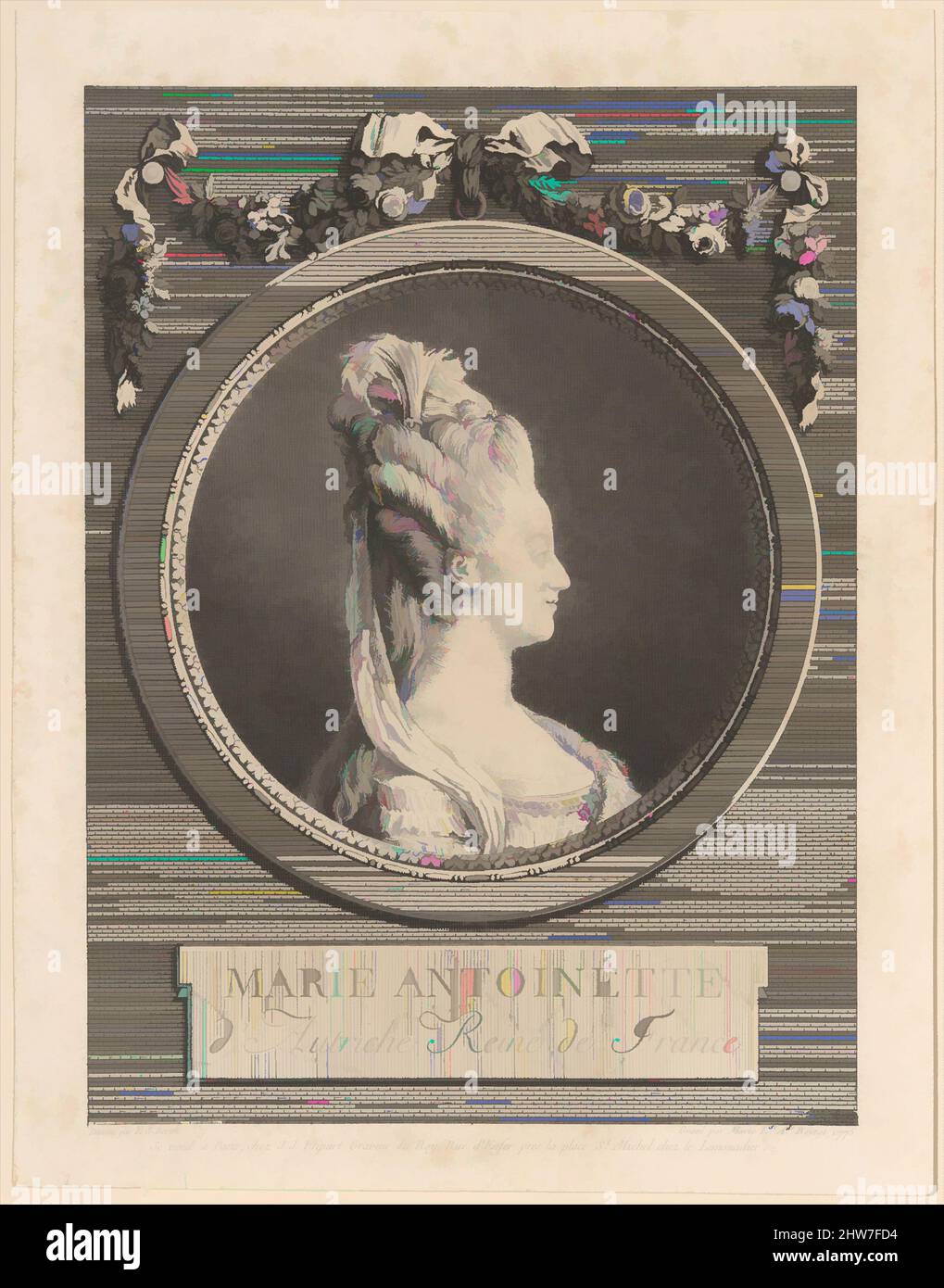 Arte ispirata a Maria Antonietta, 1775, incisione, foglio: 9 9/16 x 7 7/16 poll. (24,3 x 18,9 cm), stampe, Marie Louise Adélaide Boizot (francese, Parigi 1744–1800 Parigi), dopo Louis Simon Boizot (francese, Parigi 1743–1809 Parigi, opere classiche modernizzate da Artotop con un tuffo di modernità. Forme, colore e valore, impatto visivo accattivante sulle emozioni artistiche attraverso la libertà delle opere d'arte in modo contemporaneo. Un messaggio senza tempo che persegue una nuova direzione selvaggiamente creativa. Artisti che si rivolgono al supporto digitale e creano l'NFT Artotop Foto Stock