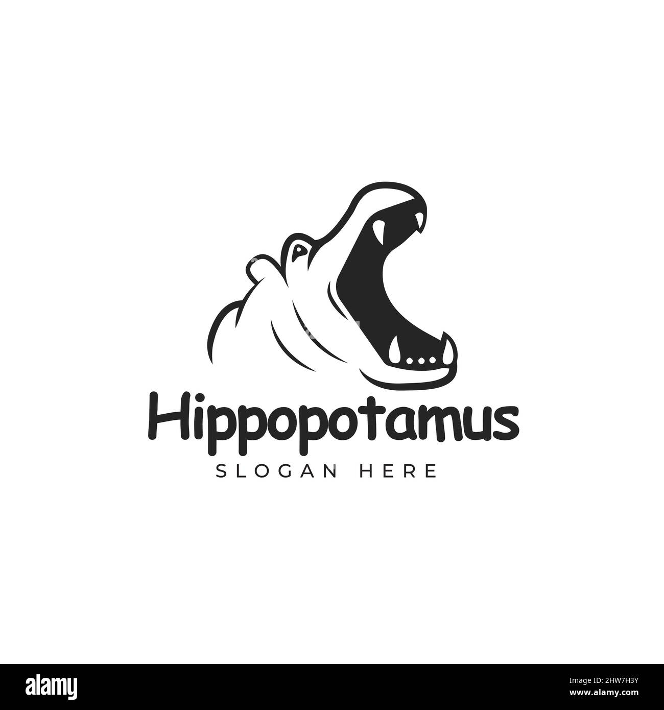 Hippo silhouette a bocca aperta simbolo logo design, tatuaggio design, simbolo, hippopotamus vettore illustrazione Illustrazione Vettoriale