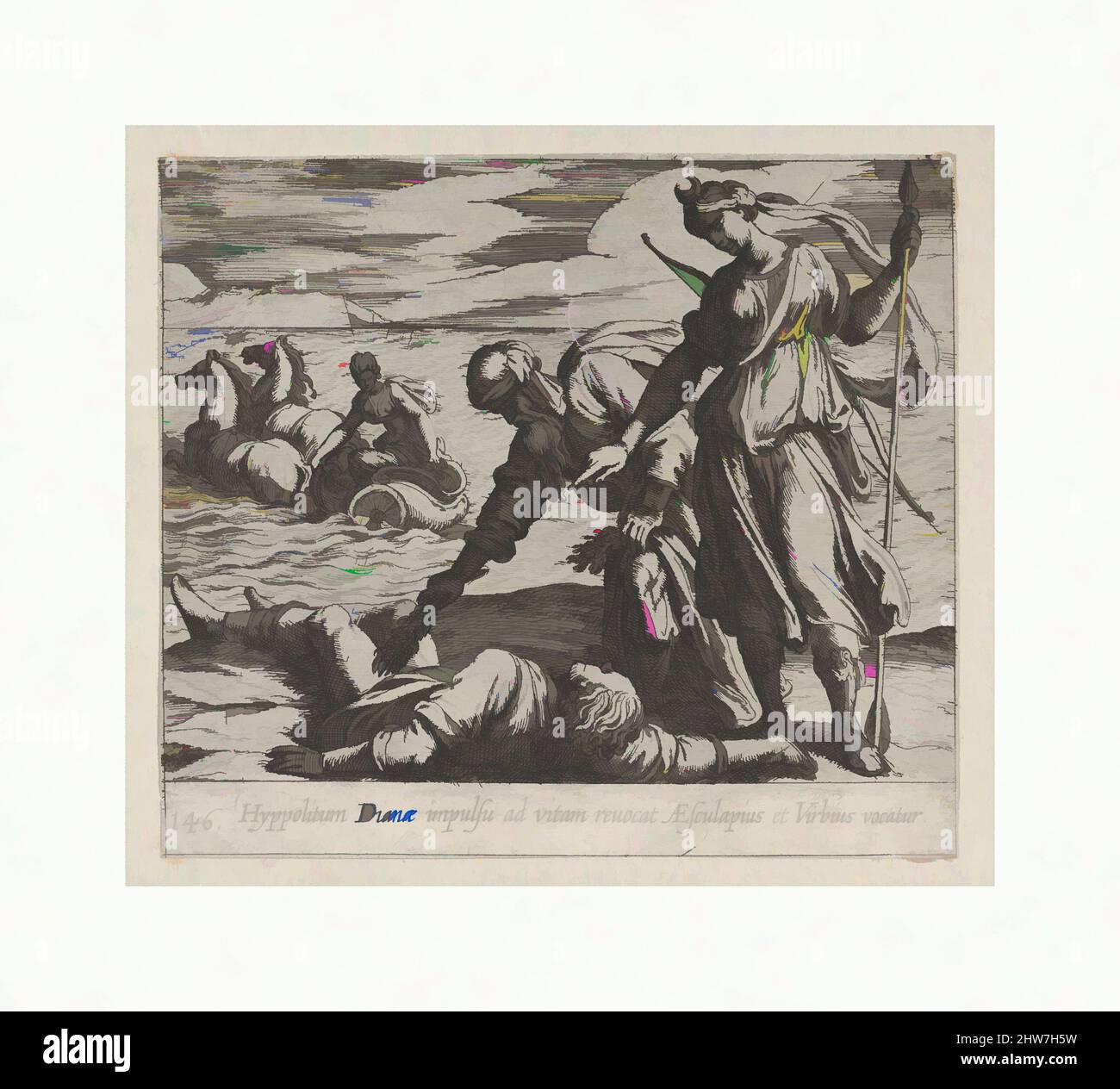 Arte ispirata dal piatto 146: Ippolito salvato dalla morte (Hippolitum dianae impulsu ad vitam revocat Aesculapius et Virbius vocatur), da Ovidio 'Metamorphoses', 1606, Etching, foglio: 3 15/16 x 4 1/2 in. (10 x 11,5 cm), Prints, Antonio Tempesta (Firenze 1555–1630 Roma, opere classiche modernizzate da Artotop con un tuffo di modernità. Forme, colore e valore, impatto visivo accattivante sulle emozioni artistiche attraverso la libertà delle opere d'arte in modo contemporaneo. Un messaggio senza tempo che persegue una nuova direzione selvaggiamente creativa. Artisti che si rivolgono al supporto digitale e creano l'NFT Artotop Foto Stock Arte ispirata dal piatto 146: Ippolito salvato dalla morte (Hippolitum dianae impulsu ad vitam revocat Aesculapius et Virbius vocatur), da Ovidio 'Metamorphoses', 1606, Etching, foglio: 3 15/16 x 4 1/2 in. (10 x 11,5 cm), Prints, Antonio Tempesta (Firenze 1555–1630 Roma, opere classiche modernizzate da Artotop con un tuffo di modernità. Forme, colore e valore, impatto visivo accattivante sulle emozioni artistiche attraverso la libertà delle opere d'arte in modo contemporaneo. Un messaggio senza tempo che persegue una nuova direzione selvaggiamente creativa. Artisti che si rivolgono al supporto digitale e creano l'NFT Artotop Foto Stock