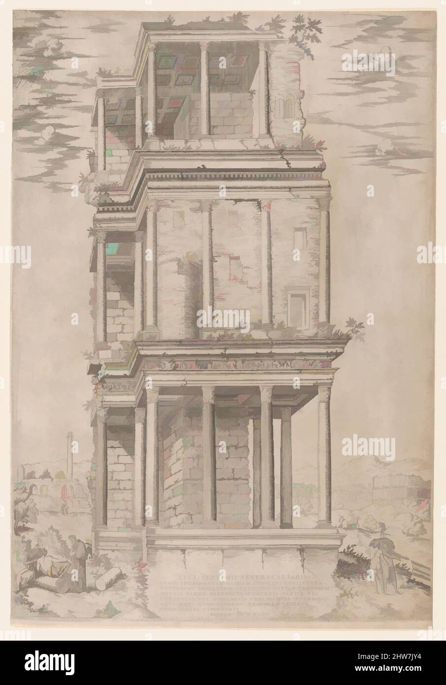 Arte ispirata a Speculum Romanae Magnificentiae: Il Septidium, 1556, incisione e incisione, foglio: 18 7/8 x 13 in. (48 x 33 cm), stampe, Anonymous, opere classiche modernizzate da Artotop con un tuffo di modernità. Forme, colore e valore, impatto visivo accattivante sulle emozioni artistiche attraverso la libertà delle opere d'arte in modo contemporaneo. Un messaggio senza tempo che persegue una nuova direzione selvaggiamente creativa. Artisti che si rivolgono al supporto digitale e creano l'NFT Artotop Foto Stock