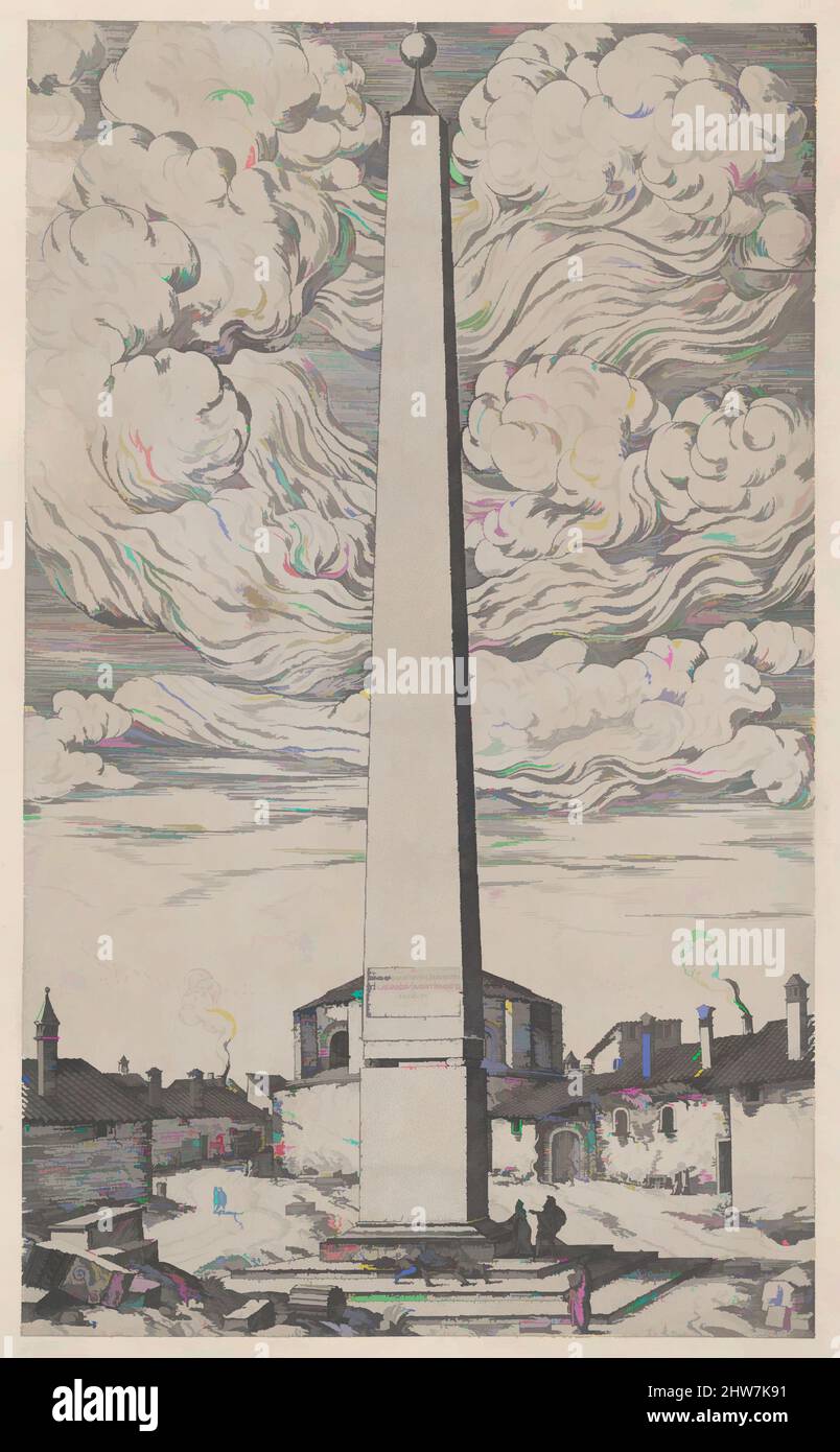 Arte ispirata a Speculum Romanae Magnificentiae: L'obelisco Vaticano, 16th secolo, incisione, foglio: 19 5/16 x 11 5/8 pollici. (49 x 29,5 cm), stampe, Anonymous, opere classiche modernizzate da Artotop con un tuffo di modernità. Forme, colore e valore, impatto visivo accattivante sulle emozioni artistiche attraverso la libertà delle opere d'arte in modo contemporaneo. Un messaggio senza tempo che persegue una nuova direzione selvaggiamente creativa. Artisti che si rivolgono al supporto digitale e creano l'NFT Artotop Foto Stock