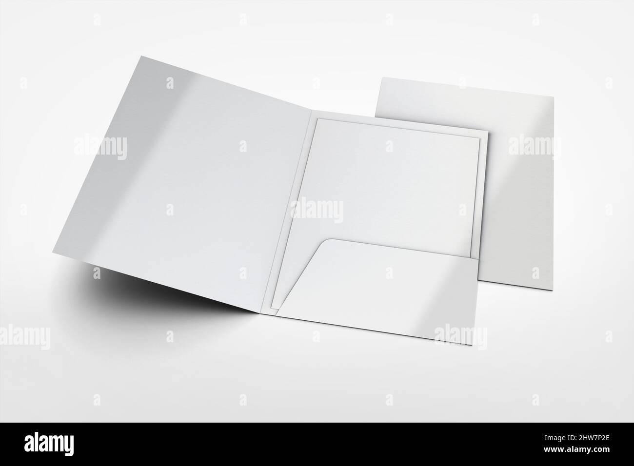 Mockup cartella file su sfondo grigio rendering 3D Foto Stock