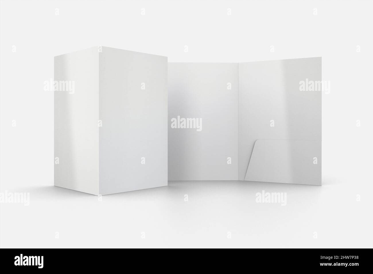 Mockup cartella file su sfondo grigio rendering 3D Foto Stock