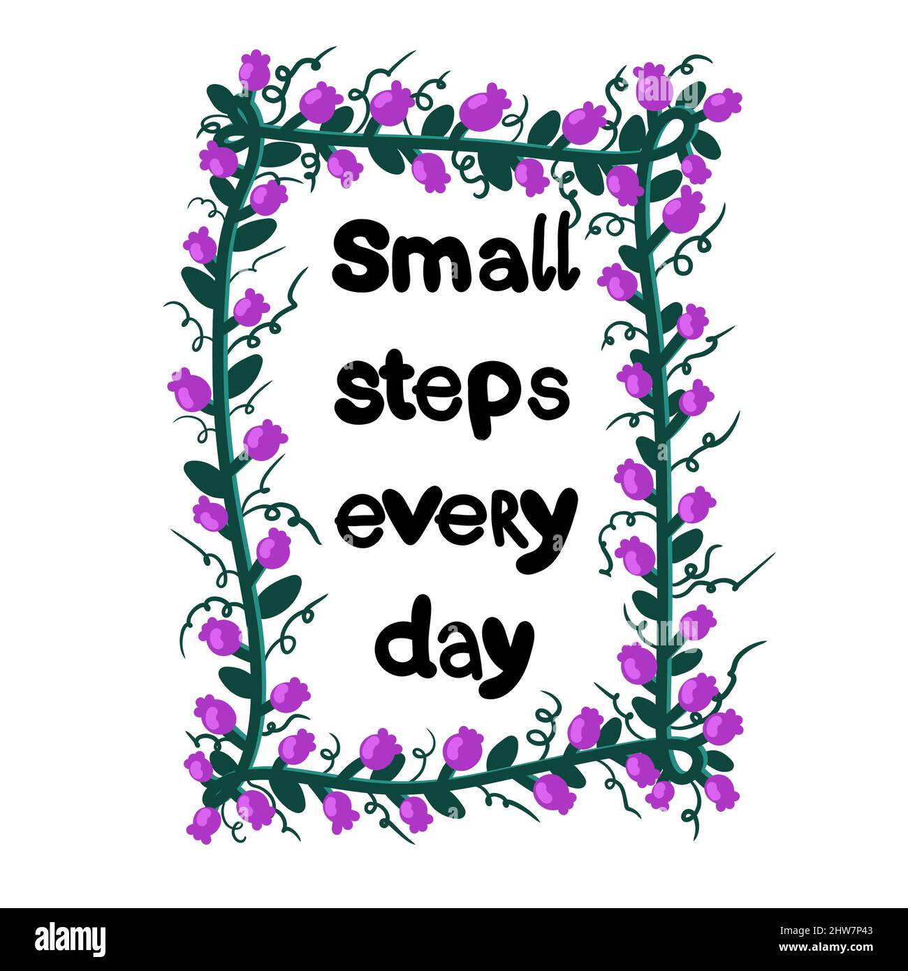 Testo messaggio fiori bacche cornice per adesivi e carte e riviste e poster, giornali e slogan Foto Stock