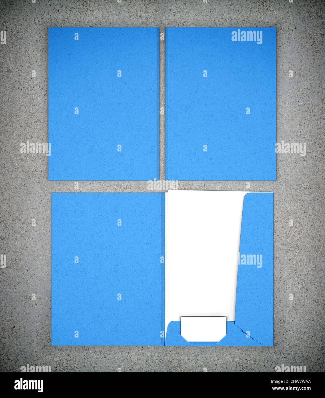 Mockup cartella file su sfondo grigio rendering 3D Foto Stock