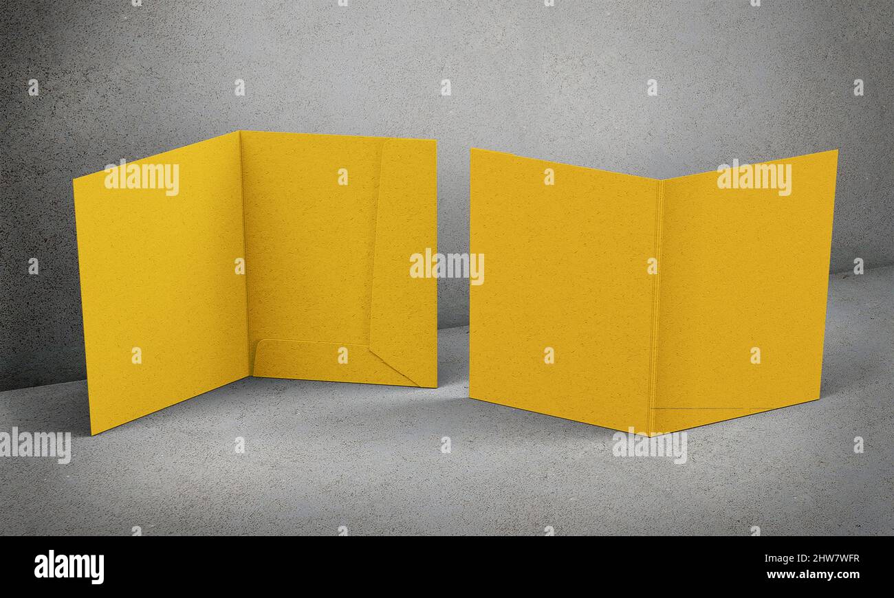 Mockup cartella file su sfondo grigio rendering 3D Foto Stock