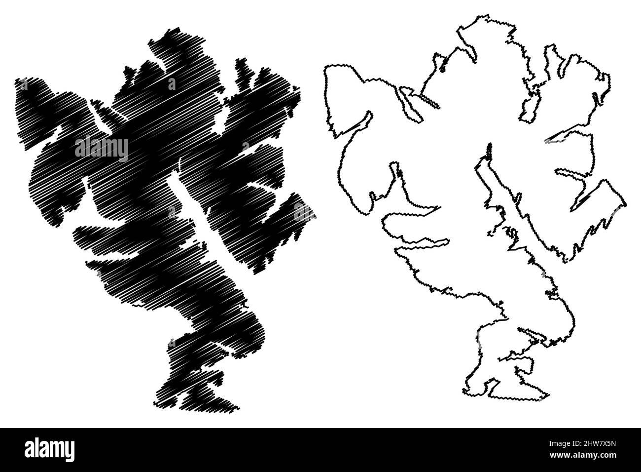 Isola di Clarence (Repubblica del Cile, America del Sud e dell'America Latina, Arcipelago di Tierra del Fuego) illustrazione vettoriale, schizza mappa Isla Clarence Illustrazione Vettoriale