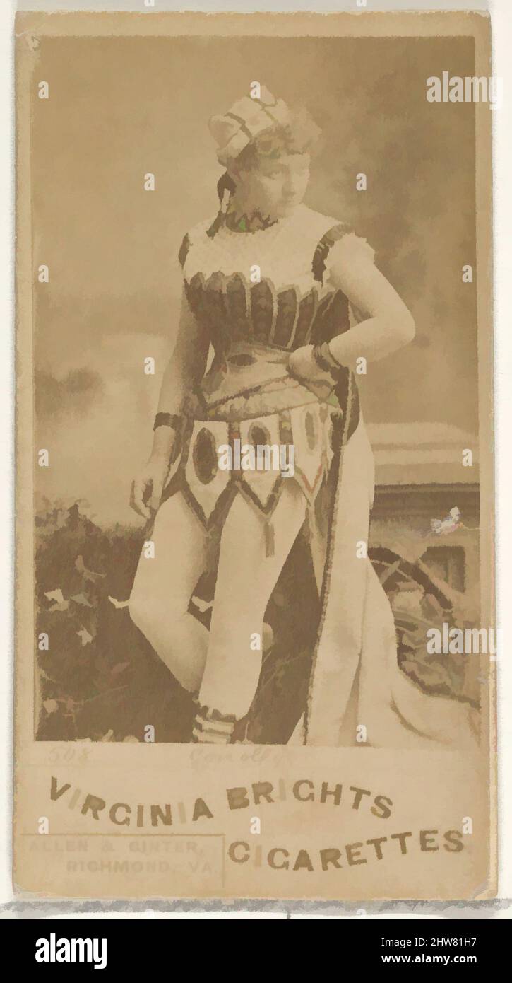 Arte ispirata da Card 508, Conolly, della serie Actors and Actres (N45, Type 1) per le sigarette Virginia Brights, ca. 1888, fotografia albume, foglio: 2 3/4 x 1 3/8 pollici (7 x 3,5 cm), carte commerciali della serie 'Actors and Attres' (N45, Type 1), emesse circa 1888 di Allen, opere classiche modernizzate da Artotop con un tuffo di modernità. Forme, colore e valore, impatto visivo accattivante sulle emozioni artistiche attraverso la libertà delle opere d'arte in modo contemporaneo. Un messaggio senza tempo che persegue una nuova direzione selvaggiamente creativa. Artisti che si rivolgono al supporto digitale e creano l'NFT Artotop Foto Stock