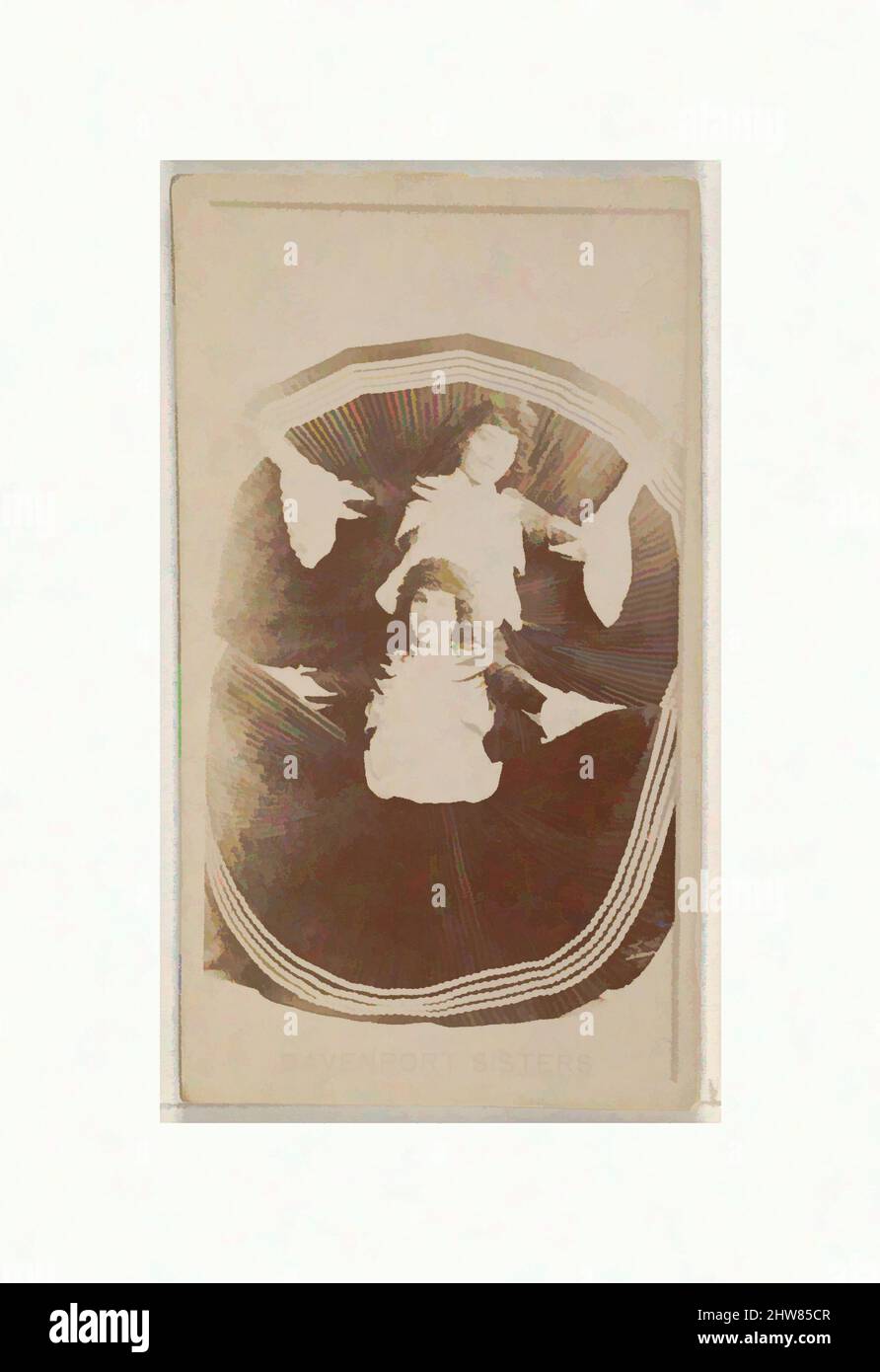 Arte ispirata da Davenport Sisters, dalla serie Actors and Actres (N45, Type 8) per le sigarette Virginia Brights, ca. 1888, fotografia albume, foglio: 2 5/8 x 1 1/2 pollici (6,6 x 3,8 cm), carte commerciali della serie 'Actors and Attres' (N45, Type 8), emesse circa 1888 di Allen, opere classiche modernizzate da Artotop con un tuffo di modernità. Forme, colore e valore, impatto visivo accattivante sulle emozioni artistiche attraverso la libertà delle opere d'arte in modo contemporaneo. Un messaggio senza tempo che persegue una nuova direzione selvaggiamente creativa. Artisti che si rivolgono al supporto digitale e creano l'NFT Artotop Foto Stock