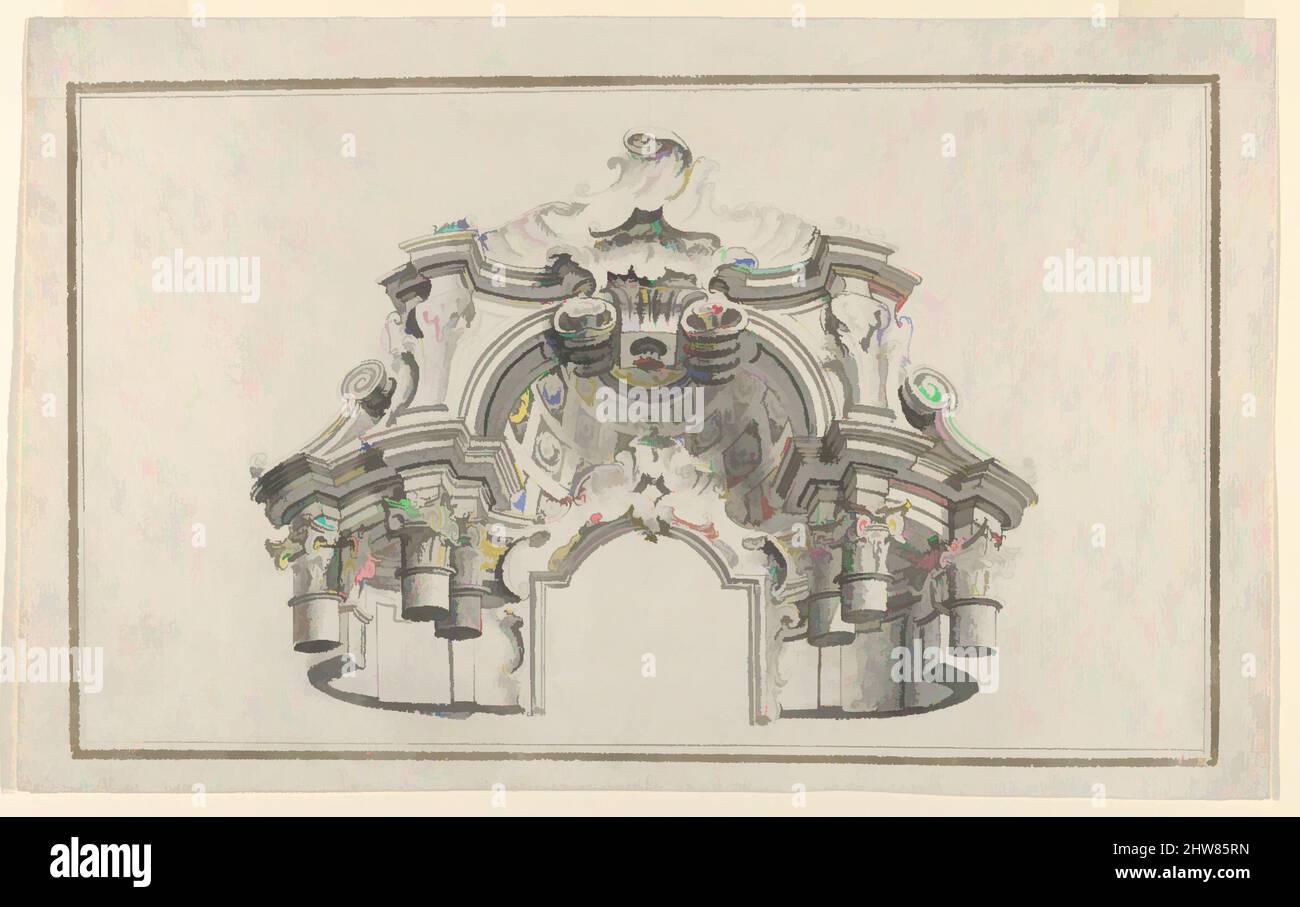 Arte ispirata alla vista perspectivale della metà superiore di un altare o portale, ca. 1730–60, penna e inchiostro con lavaggi grigi, foglio: 9 3/16 x 14 15/16 pollici (23,4 x 38 cm), disegni, Anonimo, tedesco, 18th secolo, Opere classiche modernizzate da Artotop con un tocco di modernità. Forme, colore e valore, impatto visivo accattivante sulle emozioni artistiche attraverso la libertà delle opere d'arte in modo contemporaneo. Un messaggio senza tempo che persegue una nuova direzione selvaggiamente creativa. Artisti che si rivolgono al supporto digitale e creano l'NFT Artotop Foto Stock Arte ispirata alla vista perspectivale della metà superiore di un altare o portale, ca. 1730–60, penna e inchiostro con lavaggi grigi, foglio: 9 3/16 x 14 15/16 pollici (23,4 x 38 cm), disegni, Anonimo, tedesco, 18th secolo, Opere classiche modernizzate da Artotop con un tocco di modernità. Forme, colore e valore, impatto visivo accattivante sulle emozioni artistiche attraverso la libertà delle opere d'arte in modo contemporaneo. Un messaggio senza tempo che persegue una nuova direzione selvaggiamente creativa. Artisti che si rivolgono al supporto digitale e creano l'NFT Artotop Foto Stock