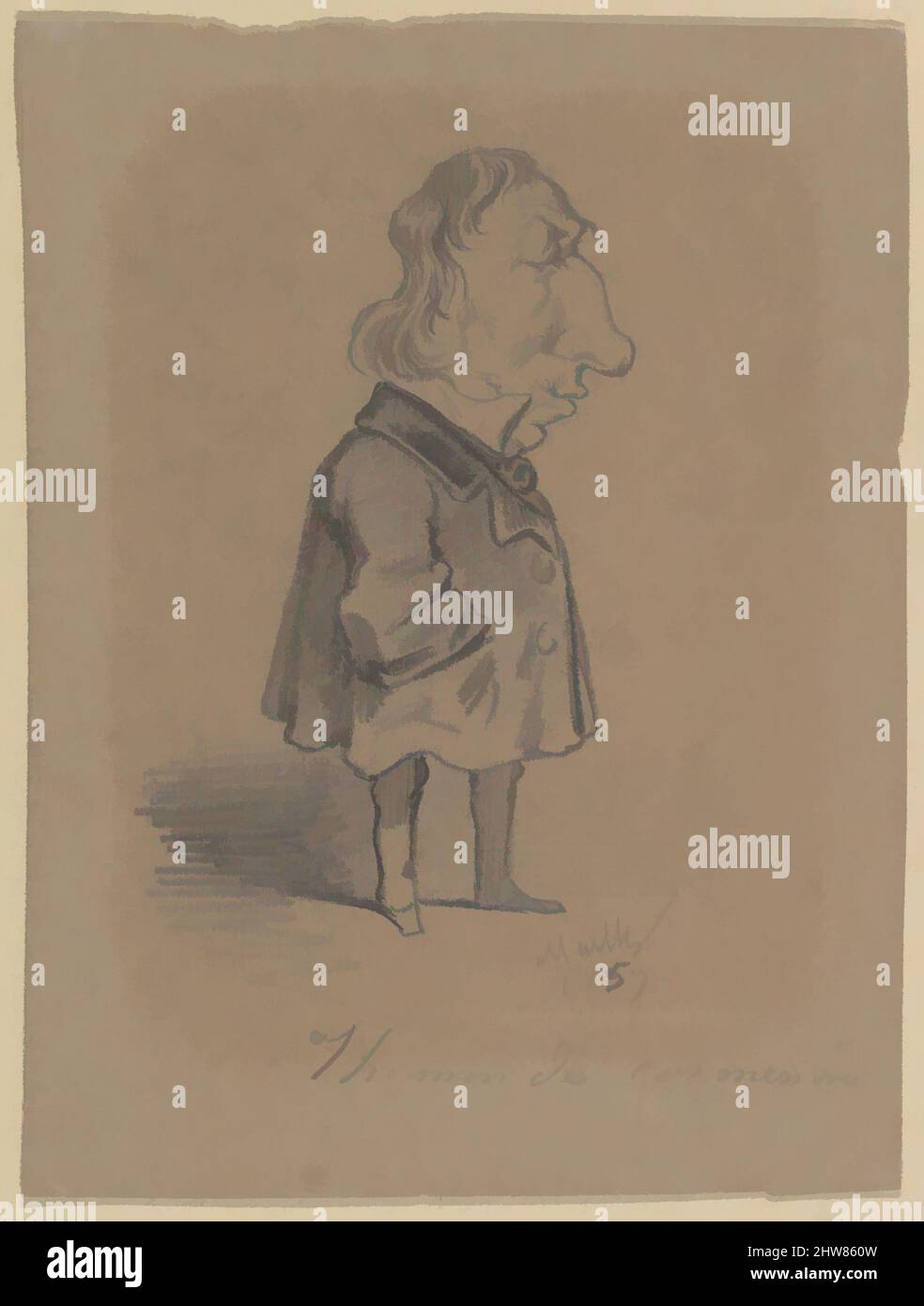 Arte ispirata dalla caricatura di Louis Marie de la Haye, Vicomte de Cormenin (alias Timon), 1859, gesso nero su carta marrone, foglio: 7 1/16 x 5 3/8 pollici. (17,9 x 13,7 cm), disegni, Hippolyte Mailly (francese, 1829-1863), dopo Nadar (francese, Parigi 1820–1910 Parigi, opere classiche modernizzate da Artotop con un tocco di modernità. Forme, colore e valore, impatto visivo accattivante sulle emozioni artistiche attraverso la libertà delle opere d'arte in modo contemporaneo. Un messaggio senza tempo che persegue una nuova direzione selvaggiamente creativa. Artisti che si rivolgono al supporto digitale e creano l'NFT Artotop Foto Stock