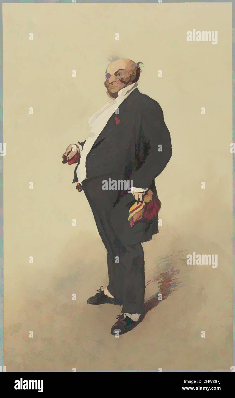 Arte ispirata da Auto-Ritratto come Monsieur Prudhomme, 1861, acquerello e gouache su grafite con penna e inchiostro marrone, foglio: 10 1/2 x 6 1/2 pollici. (26,7 x 16,5 cm), disegni, Henry-Bonaventure Monnier (francese, Parigi 1799–1877 Parigi, opere classiche modernizzate da Artotop con un tuffo di modernità. Forme, colore e valore, impatto visivo accattivante sulle emozioni artistiche attraverso la libertà delle opere d'arte in modo contemporaneo. Un messaggio senza tempo che persegue una nuova direzione selvaggiamente creativa. Artisti che si rivolgono al supporto digitale e creano l'NFT Artotop Foto Stock