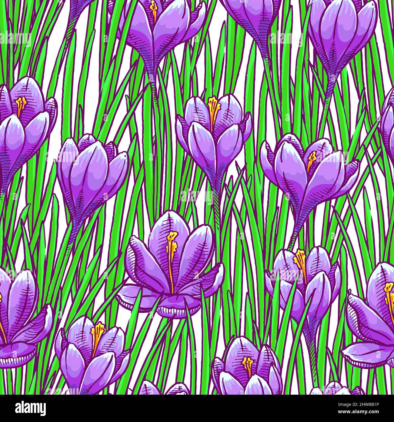 splendido sfondo senza cuciture con croci viola. illustrazione disegnata a mano Illustrazione Vettoriale