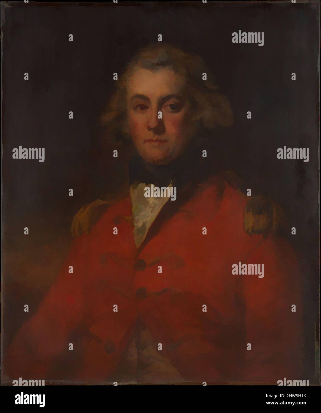 Arte ispirata dal maggiore Thomas Pechell (1753–1826), 1799, olio su tela, 30 x 24 7/8 poll. (76,2 x 63,2 cm), dipinti, John Hoppner (British, London 1758–1810 London, opere classiche modernizzate da Artotop con un tuffo di modernità. Forme, colore e valore, impatto visivo accattivante sulle emozioni artistiche attraverso la libertà delle opere d'arte in modo contemporaneo. Un messaggio senza tempo che persegue una nuova direzione selvaggiamente creativa. Artisti che si rivolgono al supporto digitale e creano l'NFT Artotop Foto Stock