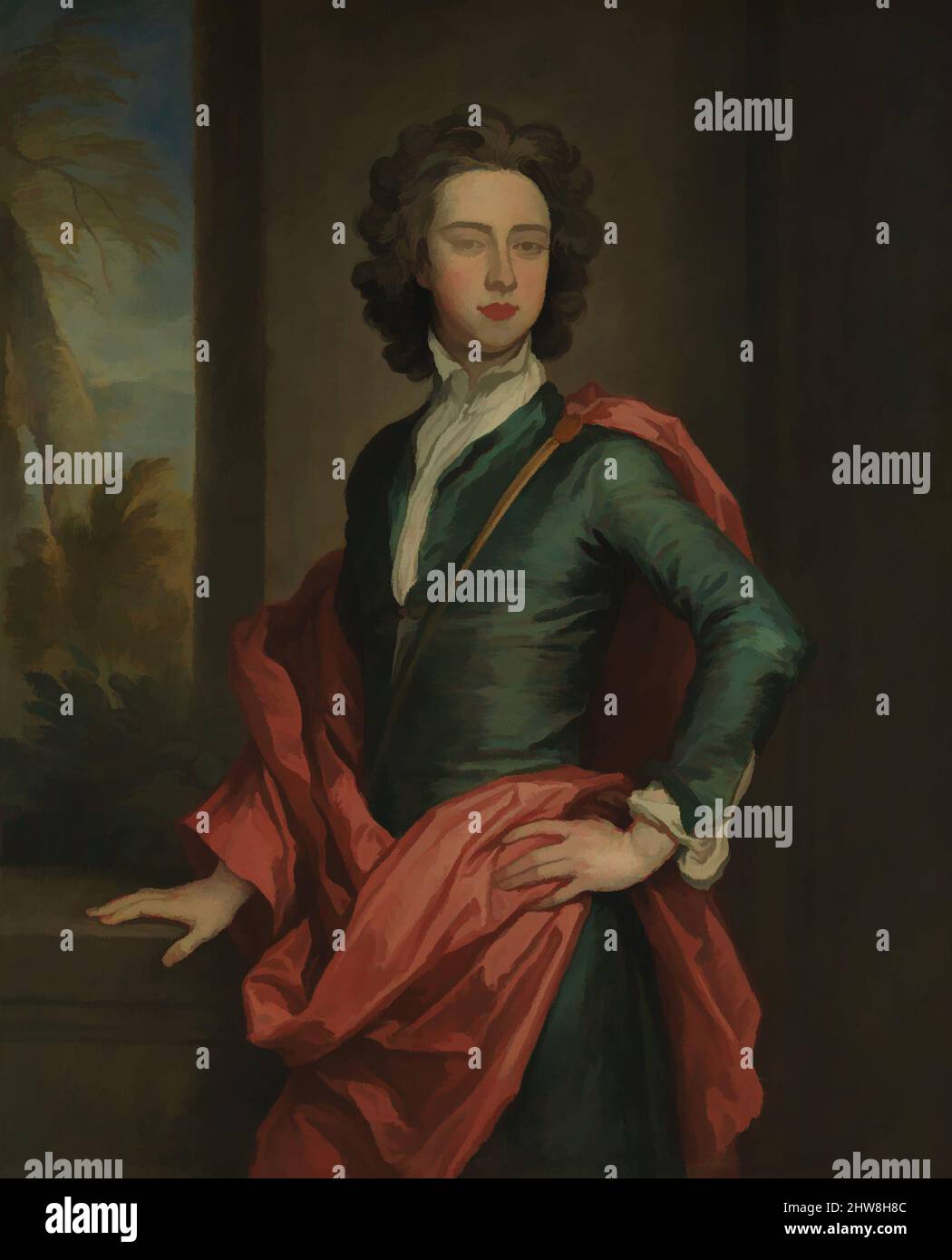 Arte ispirata da Charles Beauclerk (1670-1726), Duca di St. Albans, ca. 1690–95, olio su tela, 49 7/8 x 40 1/2 poll. (126,7 x 102,9 cm), dipinti, Sir Godfrey Kneller (tedesco, Lübeck 1646–1723 Londra), la spazzolatura ampia è un segno distintivo dello stile di Kneller. La sitter (1620-1726, opere classiche modernizzate da Artotop con un tuffo di modernità. Forme, colore e valore, impatto visivo accattivante sulle emozioni artistiche attraverso la libertà delle opere d'arte in modo contemporaneo. Un messaggio senza tempo che persegue una nuova direzione selvaggiamente creativa. Artisti che si rivolgono al supporto digitale e creano l'NFT Artotop Foto Stock