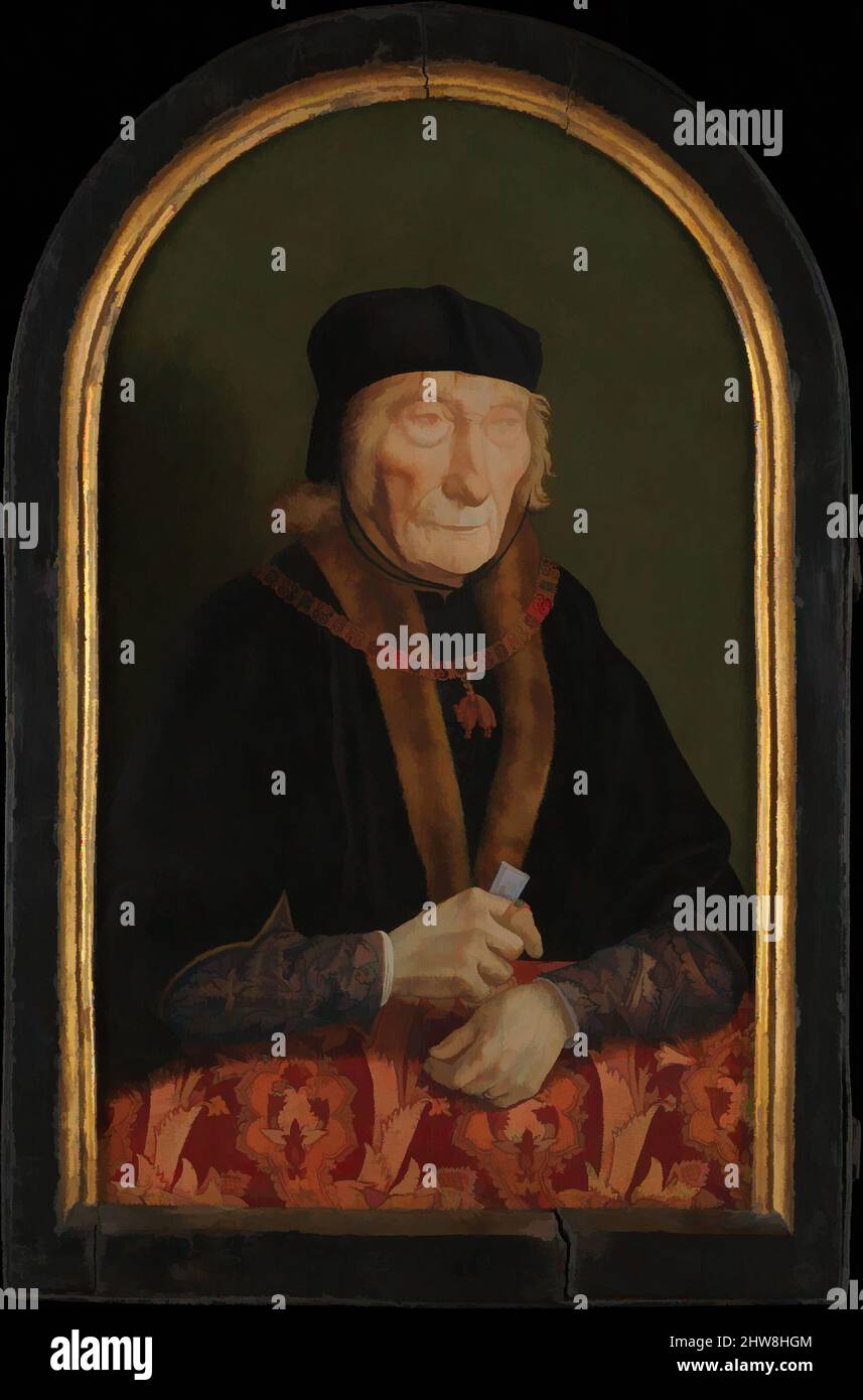 Arte ispirata da Jan (1438-1516), primo conte d'Egmond; Contessa d'Egmond (Magdalena van Werdenburg, 1464-1538), olio su tela, trasferito dal legno (, il conte); olio su legno (, la contessa), (, il conte): Complessivo, con sommità arcuata, 16 3/4 x 10 1/4 poll. (42,5 x 26 cm); opere classiche originali modernizzate da Artotop con un tocco di modernità. Forme, colore e valore, impatto visivo accattivante sulle emozioni artistiche attraverso la libertà delle opere d'arte in modo contemporaneo. Un messaggio senza tempo che persegue una nuova direzione selvaggiamente creativa. Artisti che si rivolgono al supporto digitale e creano l'NFT Artotop Foto Stock
