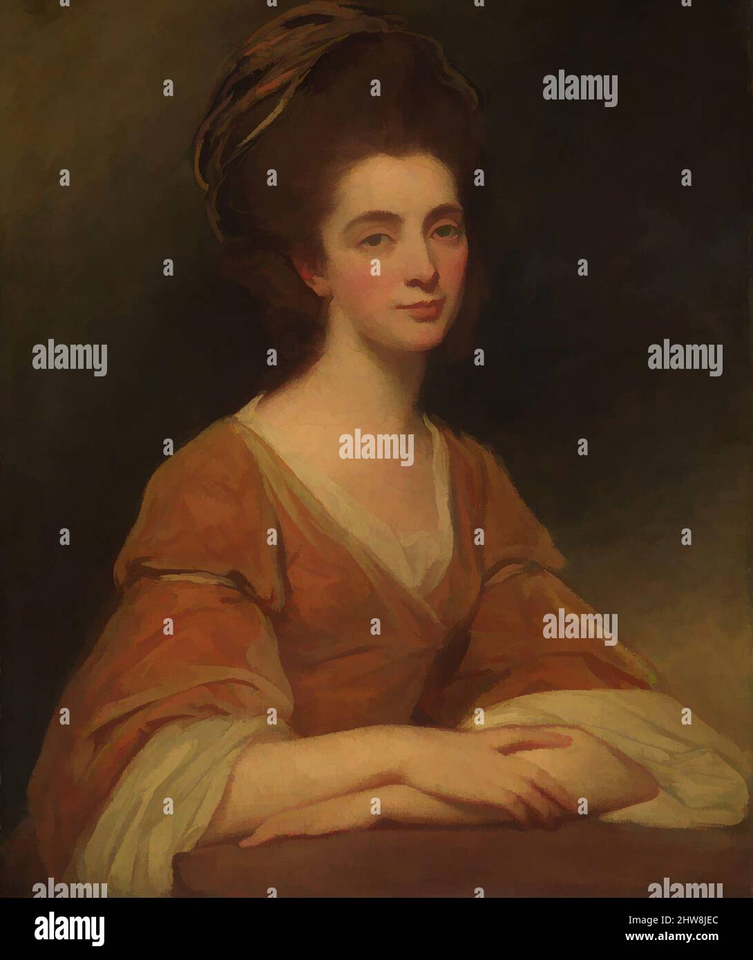 Arte ispirata dalla sig.ra Charles Frederick (Martha Rigden, morto 1794), olio su tela, 29 3/4 x 24 3/4 poll. (75,6 x 62,9 cm), dipinti, George Romney (British, Beckside, Lancashire 1734–1802 Kendal, Cumbria, opere classiche modernizzate da Artotop con un tuffo di modernità. Forme, colore e valore, impatto visivo accattivante sulle emozioni artistiche attraverso la libertà delle opere d'arte in modo contemporaneo. Un messaggio senza tempo che persegue una nuova direzione selvaggiamente creativa. Artisti che si rivolgono al supporto digitale e creano l'NFT Artotop Foto Stock