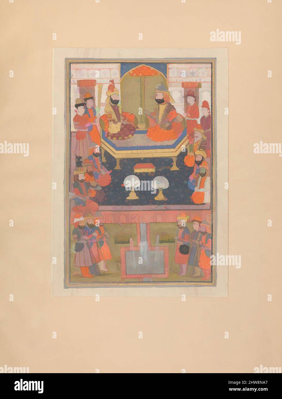 Arte ispirata da scena non identificata da uno Shahnama (Libro dei Re), fine 19th-inizio 20th secolo, attribuita a India, Kashmir, inchiostro, acquerello opaco, Argento, e oro su carta, in generale. 12 5/8 x 8 1/2in. (32,1 x 21,6cm), Codices, opere classiche modernizzate da Artotop con un tuffo di modernità. Forme, colore e valore, impatto visivo accattivante sulle emozioni artistiche attraverso la libertà delle opere d'arte in modo contemporaneo. Un messaggio senza tempo che persegue una nuova direzione selvaggiamente creativa. Artisti che si rivolgono al supporto digitale e creano l'NFT Artotop Foto Stock