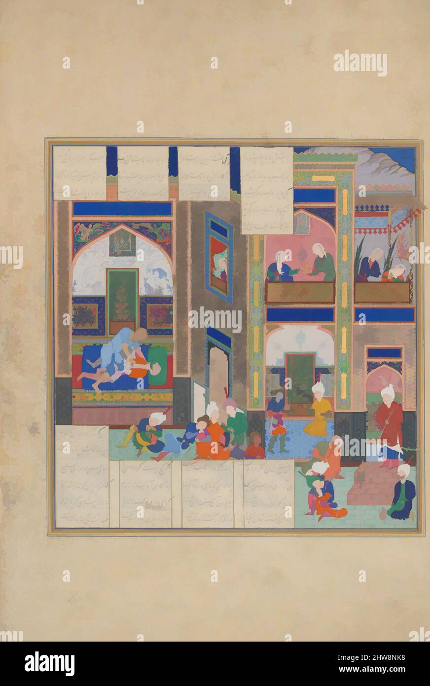 Arte ispirata dall'assassinio di Khusrau Parviz', Folio 742v dal Shahnama (Libro dei Re) di Shah Tahmasp, ca. 1535, fabbricato in Iran, Tabriz, acquerello opaco, inchiostro, Argento, e oro su carta, pittura: HT. 11 3/16 poll. (28,4 cm), Codices, Pittura attribuita a 'Abd al-Samad (, opere classiche modernizzate da Artotop con un tuffo di modernità. Forme, colore e valore, impatto visivo accattivante sulle emozioni artistiche attraverso la libertà delle opere d'arte in modo contemporaneo. Un messaggio senza tempo che persegue una nuova direzione selvaggiamente creativa. Artisti che si rivolgono al supporto digitale e creano l'NFT Artotop Foto Stock